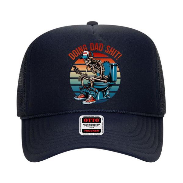 "Doing Dad Shit" Skeleton Hat – Navy Foam Trucker