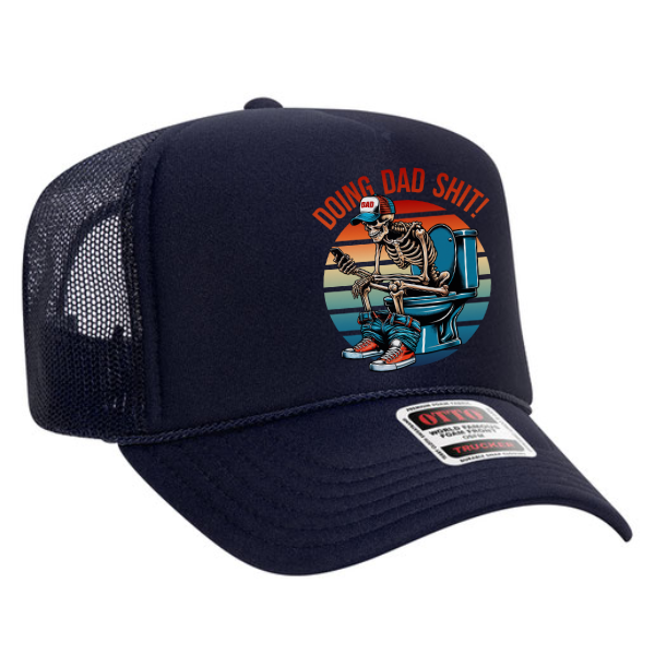 "Doing Dad Shit" Skeleton Hat – Navy Foam Trucker