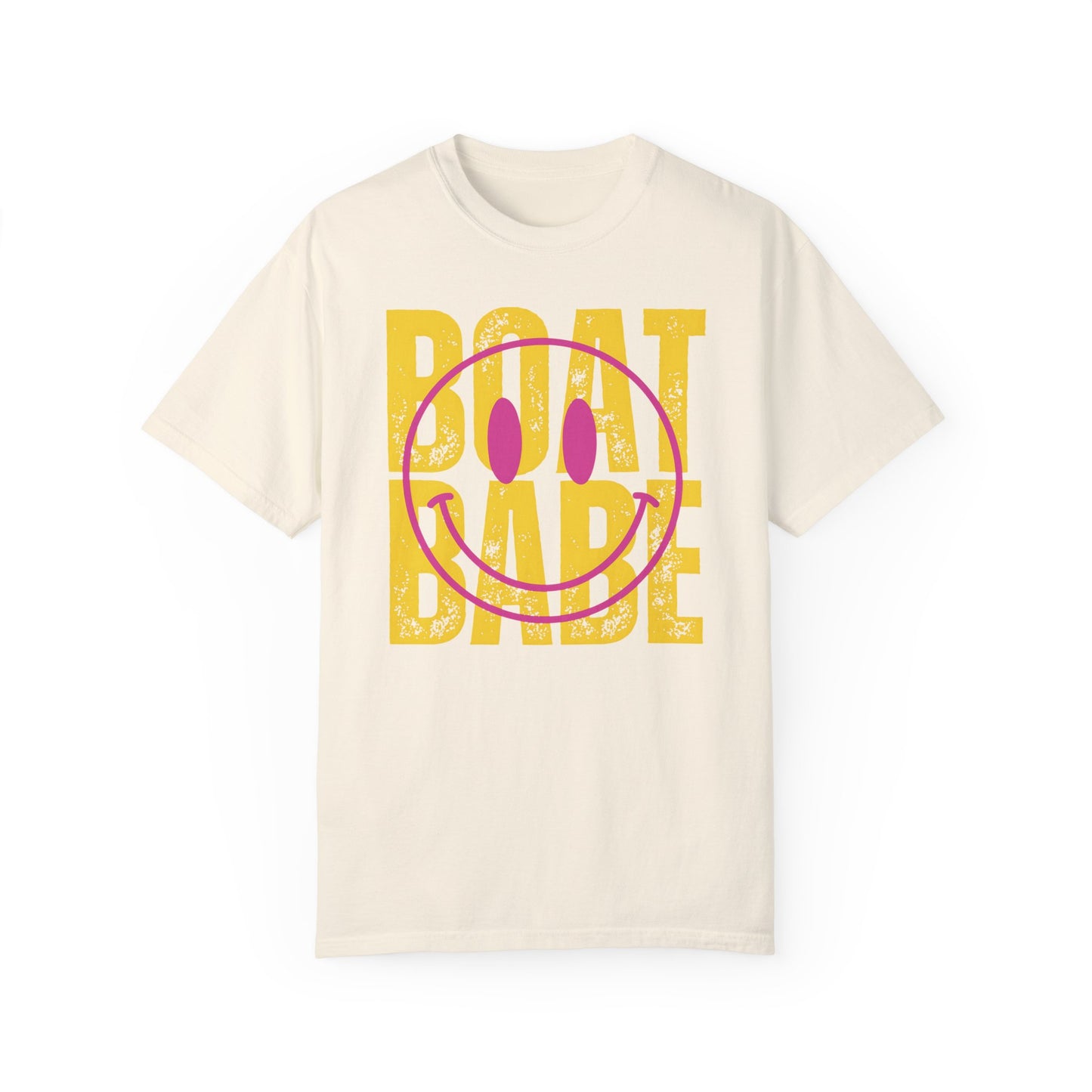 Copy of Boat Babe Summer Vacation T-shirt, Smiley Face Tee for Spring Break, Unisex Garment-Dyed Shirt, Girls Trip Tee