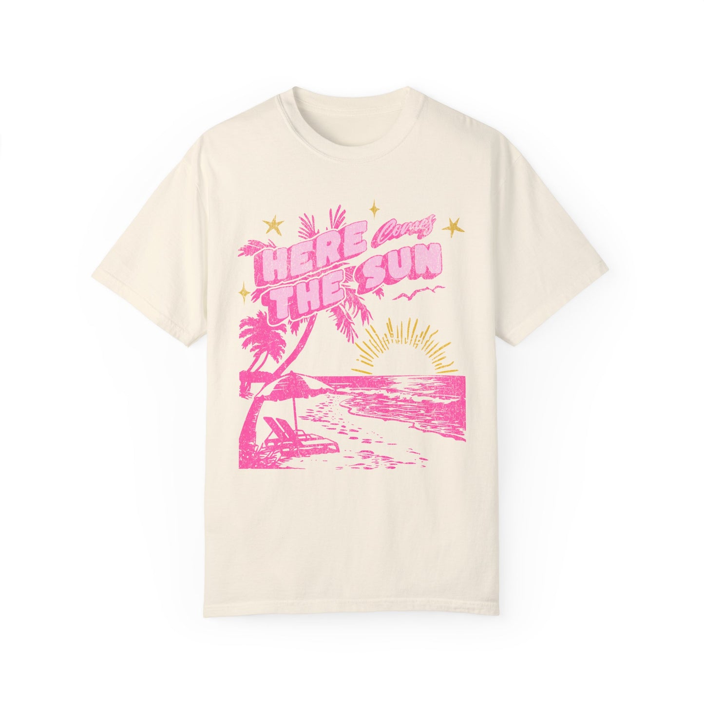 Sunset Beach Life Unisex T-shirt - Here Comes The Sun Nature Tee, Ocean Vacation, Spring Break Shirt, Summer Sunset Apparel, Garment-Dyed