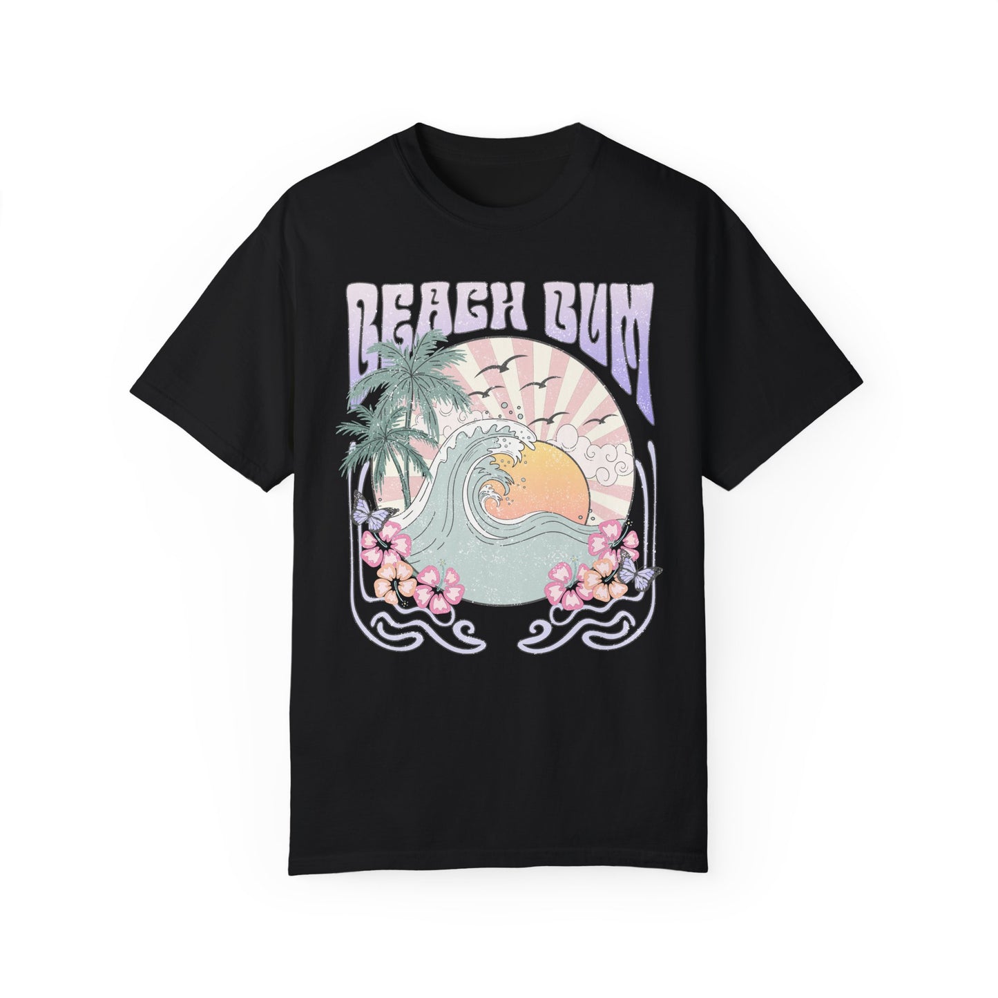 Beach Bum T-shirt, Unisex Graphic Tee, Waves Sunset Retro Vintage Summer Spring Break Shirt, Ocean Lover Gift