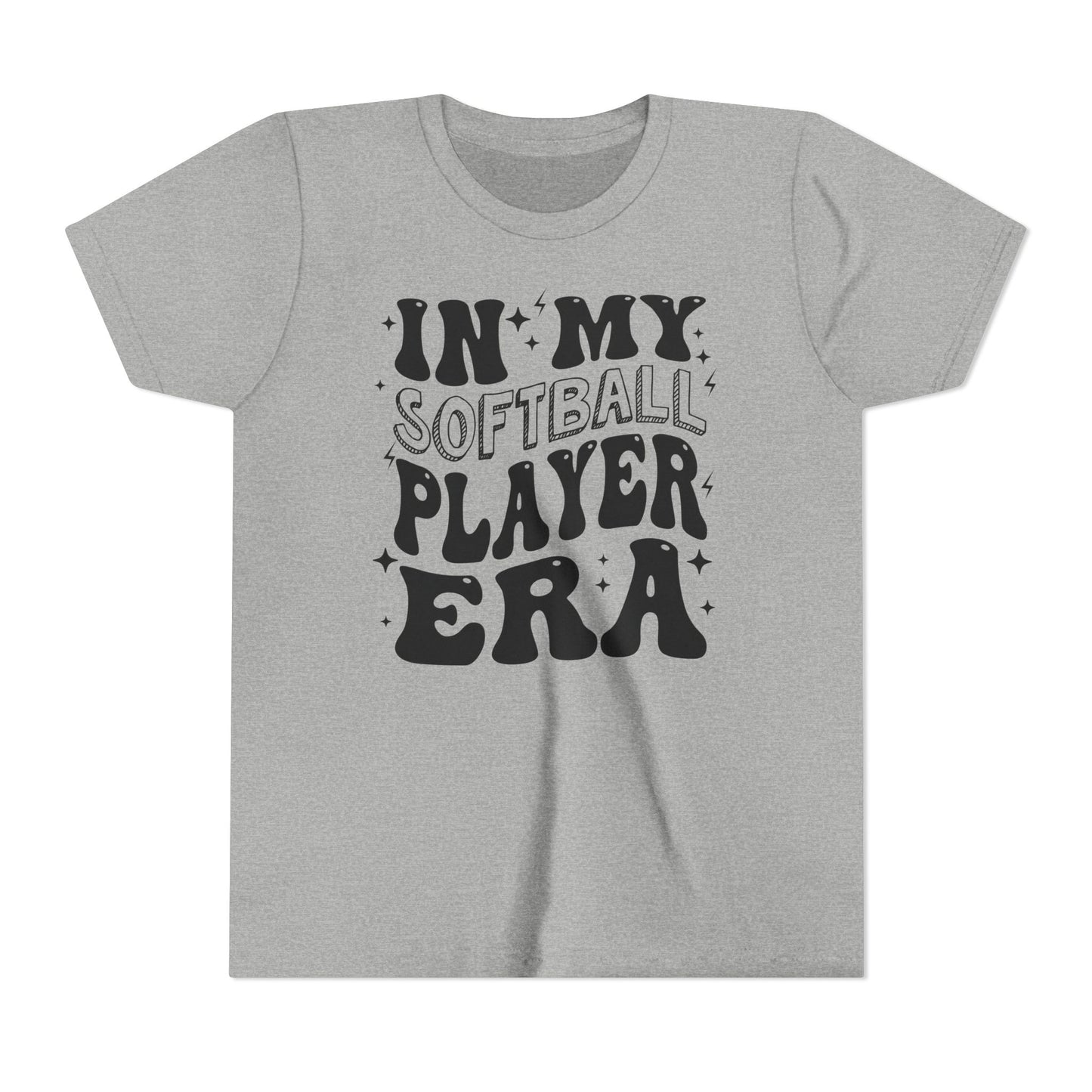 In My Softball Player Era Youth Tee, Softball Player Gift, Softball T-Shirt, Colorful Youth Shirt, Sports Fan Tee