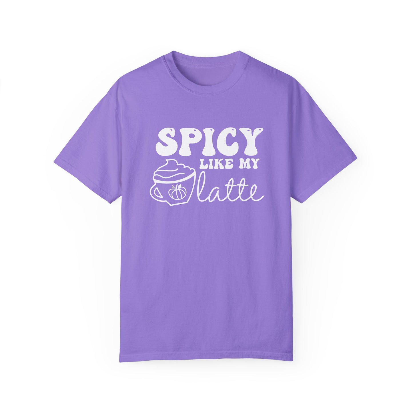 Spicy Like My Latte Shirt, Trendy Fall Women's Tshirt, Funny Graphic Tee, Autumn, Cozy , Comfy Coffee Shirt, PSL, Cute Fall Crewneck T-shirt