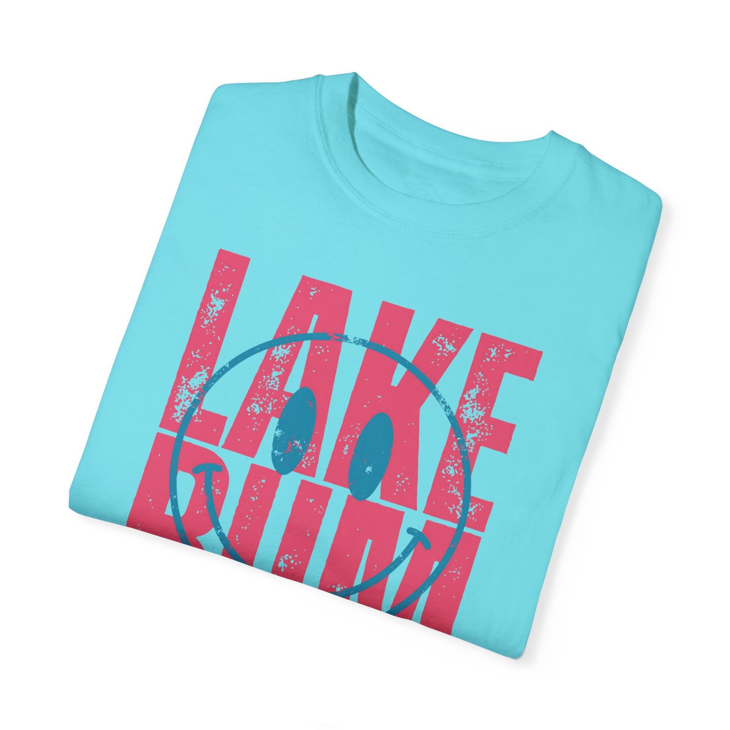 Lake Bum Life T-shirt, Summer Vacation Shirt, Smiley Face Tee for Spring Break, Unisex Garment-Dyed