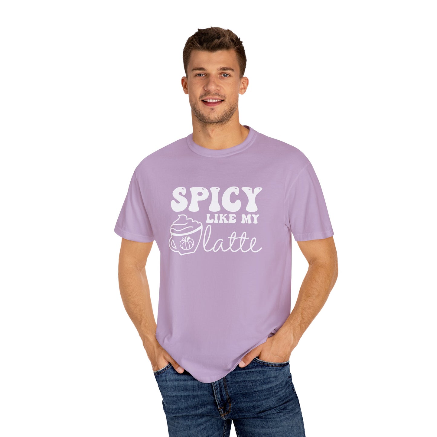 Spicy Like My Latte Shirt, Trendy Fall Women's Tshirt, Funny Graphic Tee, Autumn, Cozy , Comfy Coffee Shirt, PSL, Cute Fall Crewneck T-shirt