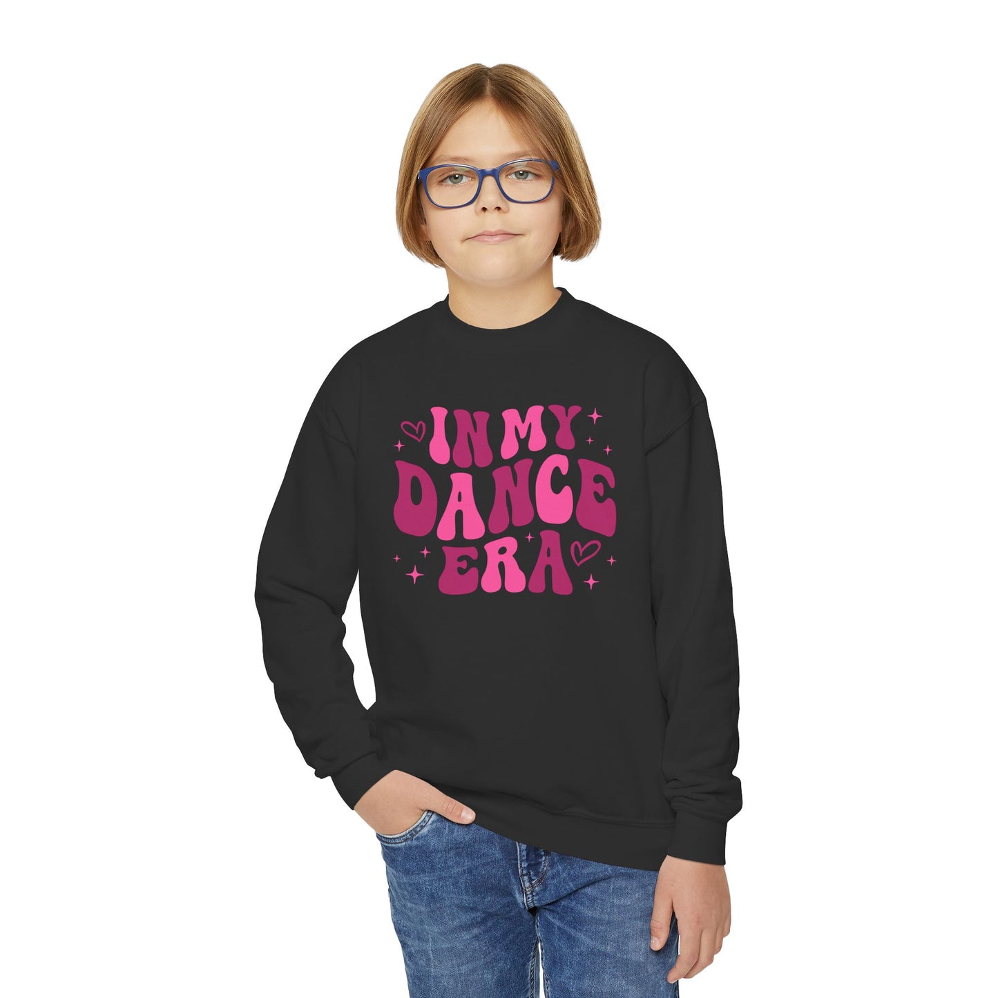 In My Dance Era Pink Youth Crewneck Sweatshirt, Girl Gift, Dancer Christmas Gift, Swifty, Dance Lover Top, Girls Dancewear Shirt, Dance