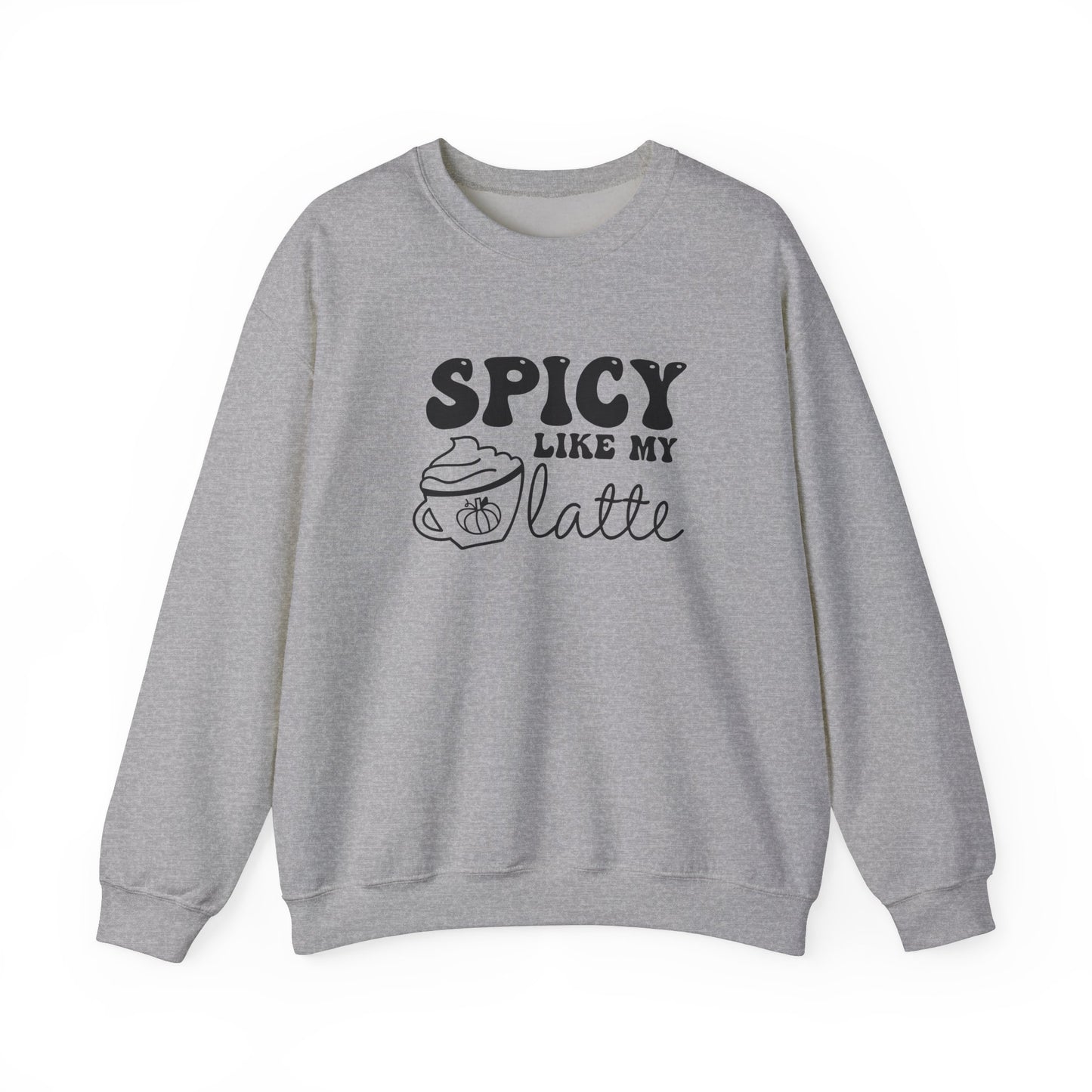 Spicy Like My Latte Sweatshirt, Pumpkin Spice Season Pullover, Women's Fall Sweater, Cozy Fall Tops, PSL, Coffee Lover Crewneck, Cute Tee