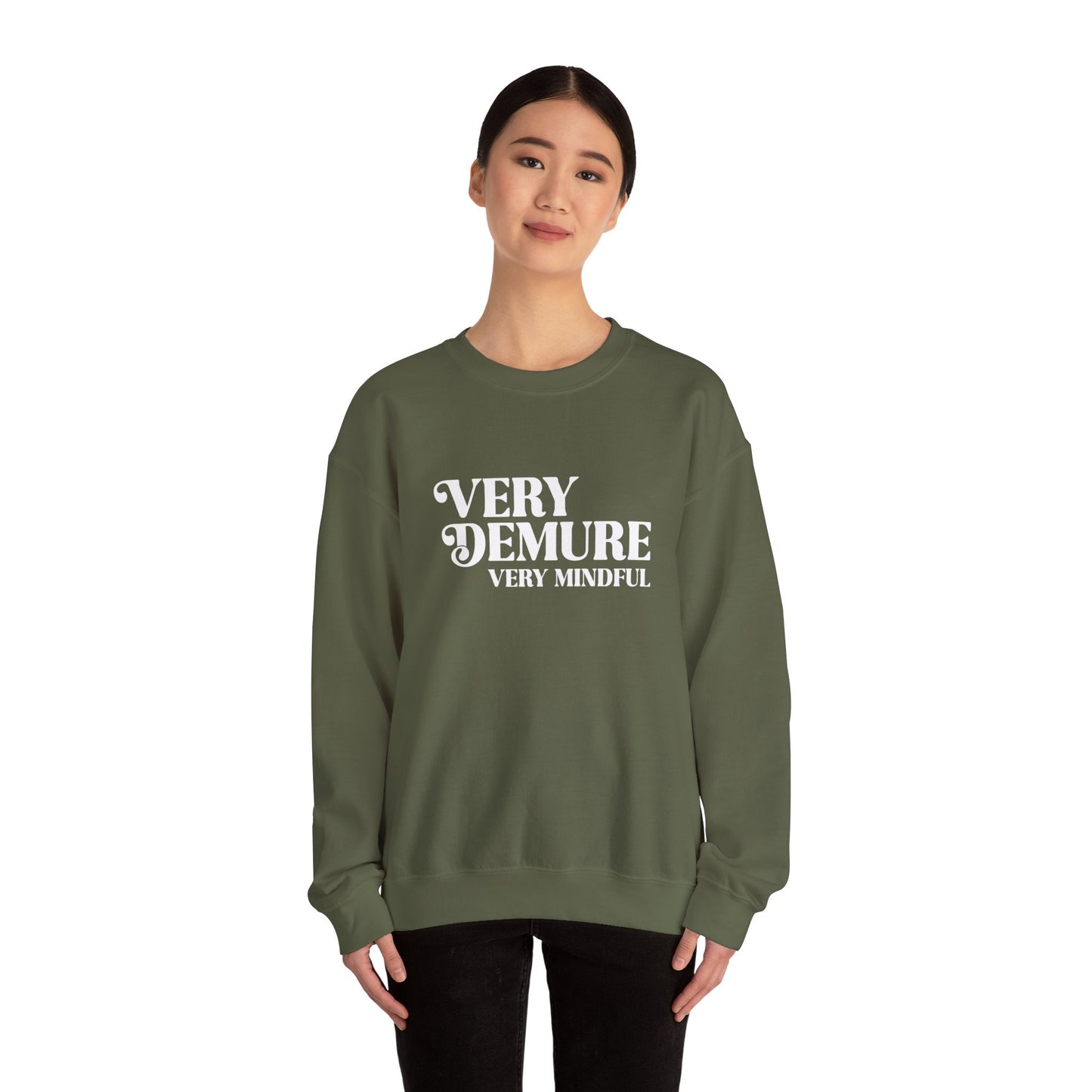 Very Demure, Very Mindful, Unisex Crewneck Sweatshirt, Trending Graphic Tees, Funny Shirts, Men Sweatshirts, Womens Sweatshirt, Trendy Tops