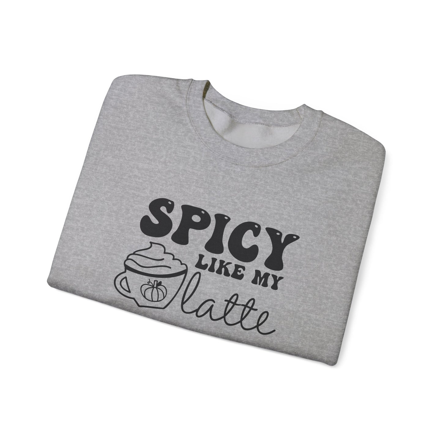 Spicy Like My Latte Sweatshirt, Pumpkin Spice Season Pullover, Women's Fall Sweater, Cozy Fall Tops, PSL, Coffee Lover Crewneck, Cute Tee