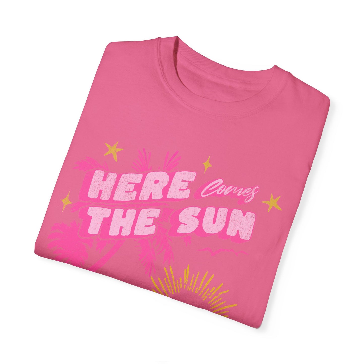 Sunset Beach Life Unisex T-shirt - Here Comes The Sun Nature Tee, Ocean Vacation, Spring Break Shirt, Summer Sunset Apparel, Garment-Dyed