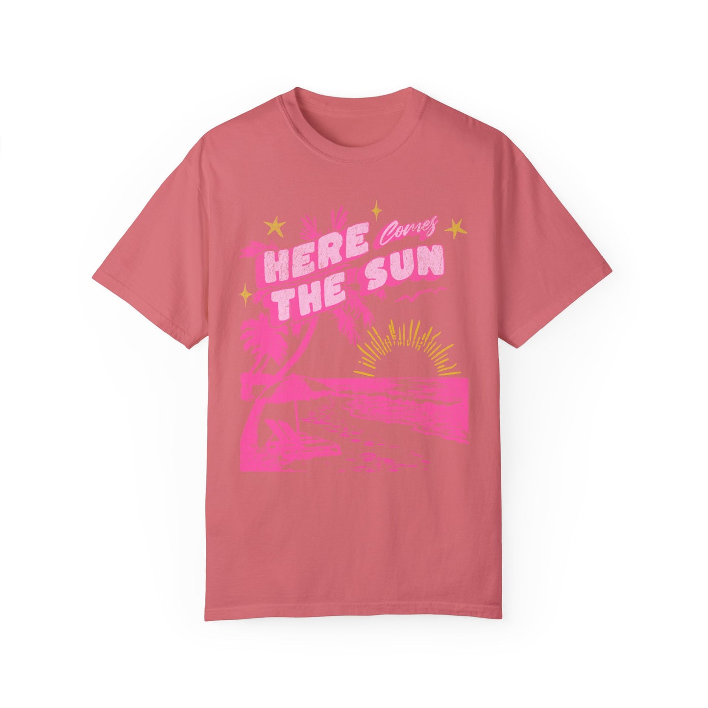 Sunset Beach Life Unisex T-shirt - Here Comes The Sun Nature Tee, Ocean Vacation, Spring Break Shirt, Summer Sunset Apparel, Garment-Dyed