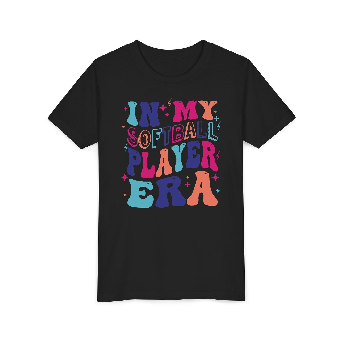 In My Softball Player Era Youth Tee, Soccer Player Gift, Softball T-Shirt, Colorful Youth Shirt, Sports Fan Tee