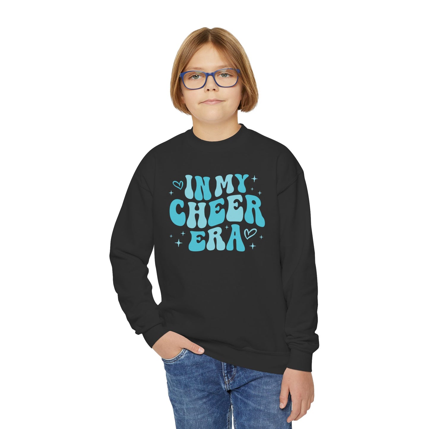 In My Cheer Era, Blue, Youth Crewneck Sweatshirt