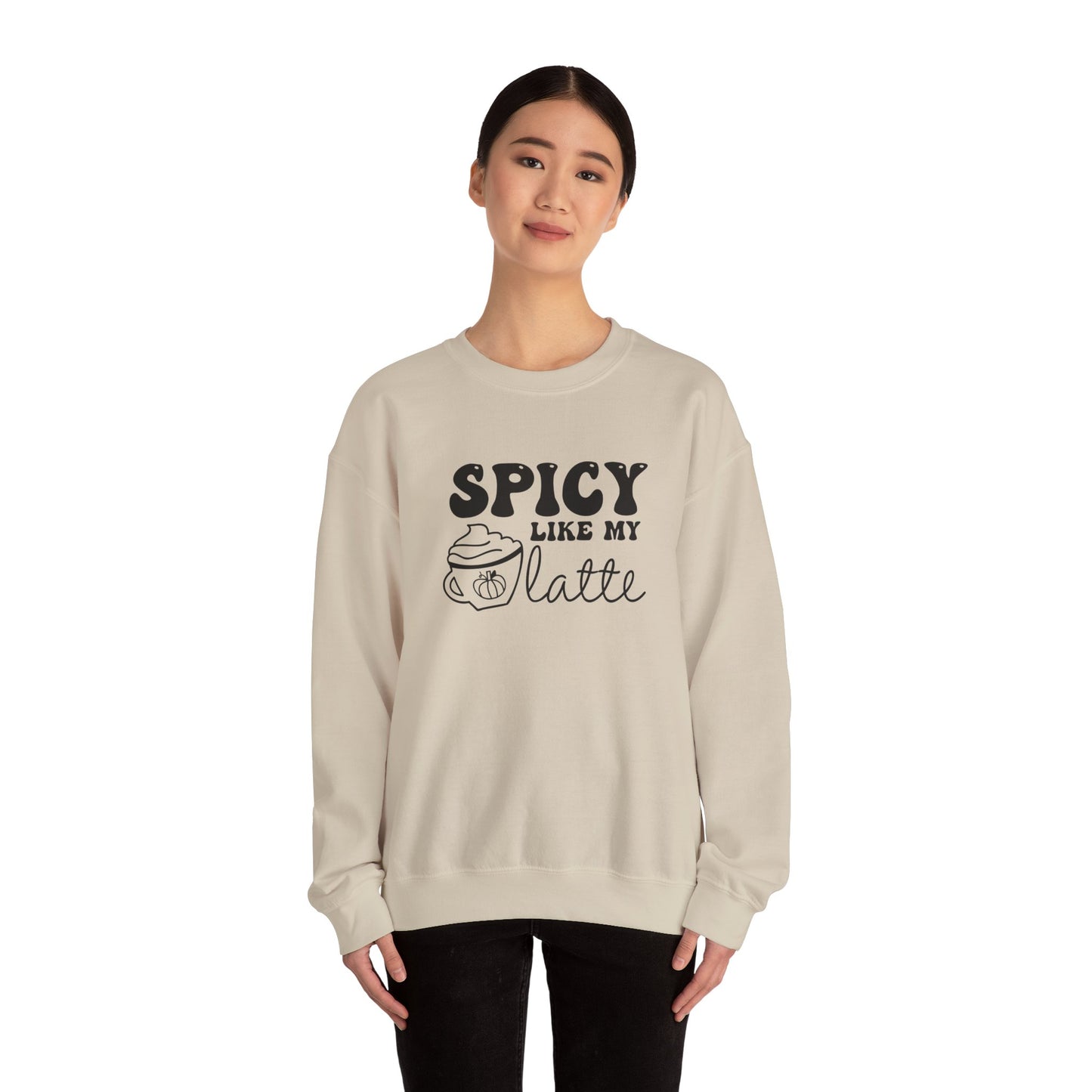 Spicy Like My Latte Sweatshirt, Pumpkin Spice Season Pullover, Women's Fall Sweater, Cozy Fall Tops, PSL, Coffee Lover Crewneck, Cute Tee