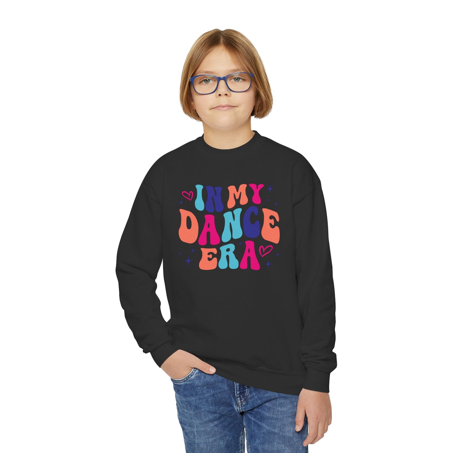 Dance Era Youth Crewneck Sweatshirt, Multi Colored Dance Gift for Her, Dance Sweatshirt, Gift for Dancer