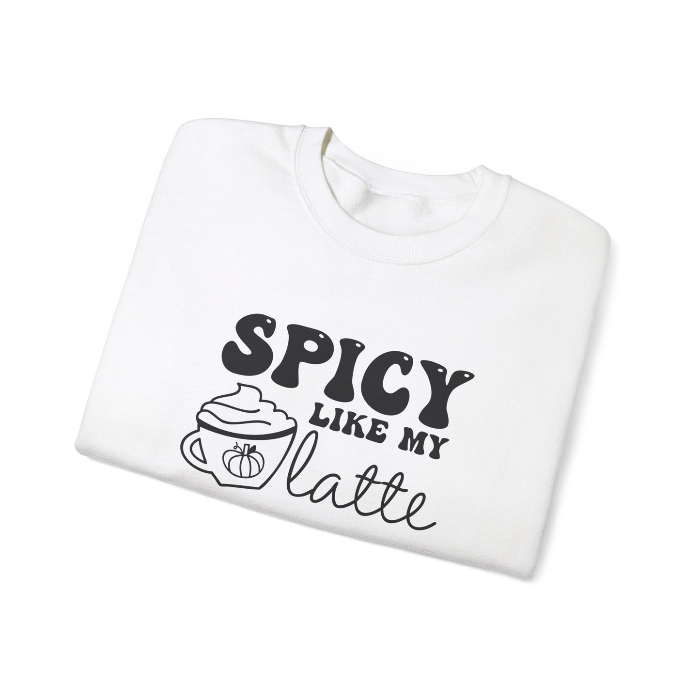 Spicy Like My Latte Sweatshirt, Pumpkin Spice Season Pullover, Women's Fall Sweater, Cozy Fall Tops, PSL, Coffee Lover Crewneck, Cute Tee