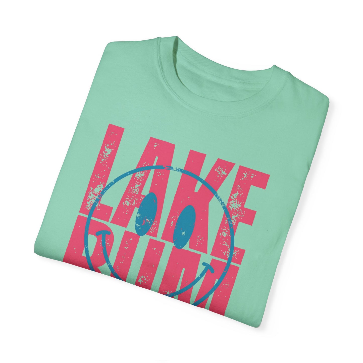 Lake Bum Life T-shirt, Summer Vacation Shirt, Smiley Face Tee for Spring Break, Unisex Garment-Dyed