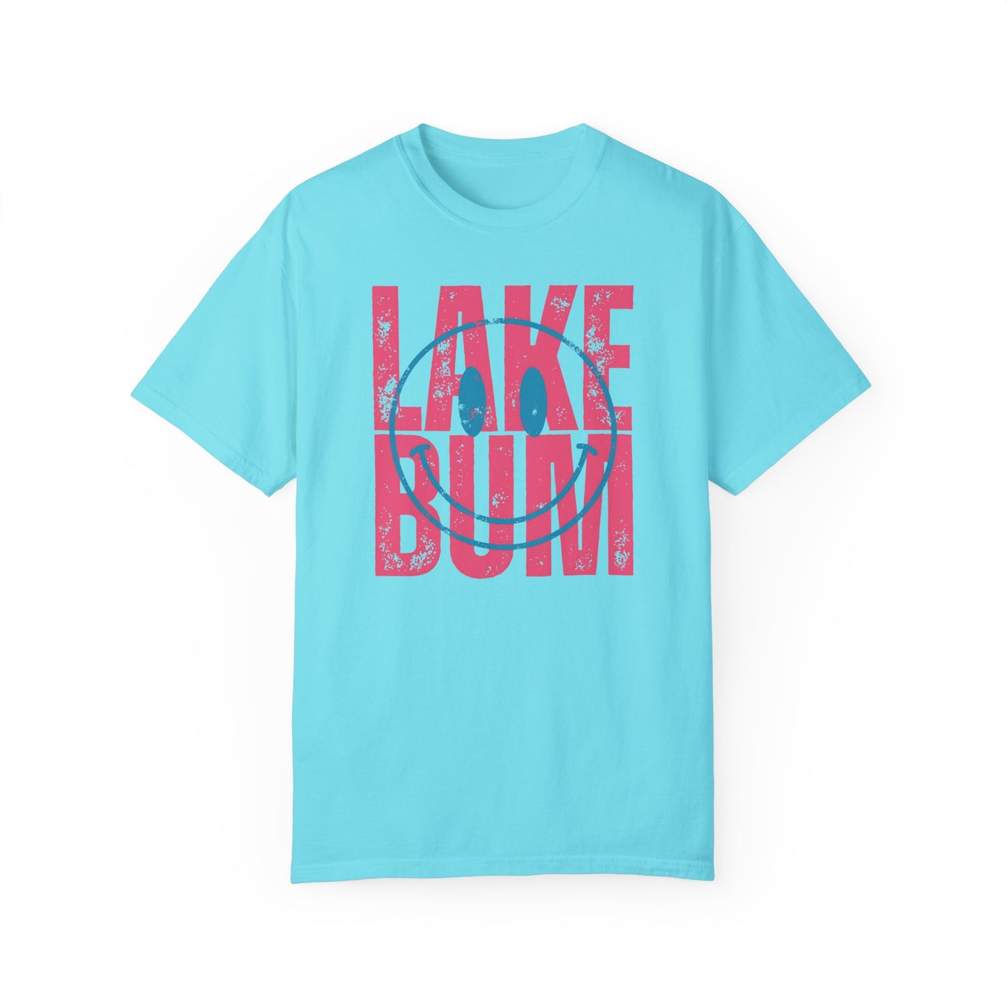 Lake Bum Life T-shirt, Summer Vacation Shirt, Smiley Face Tee for Spring Break, Unisex Garment-Dyed