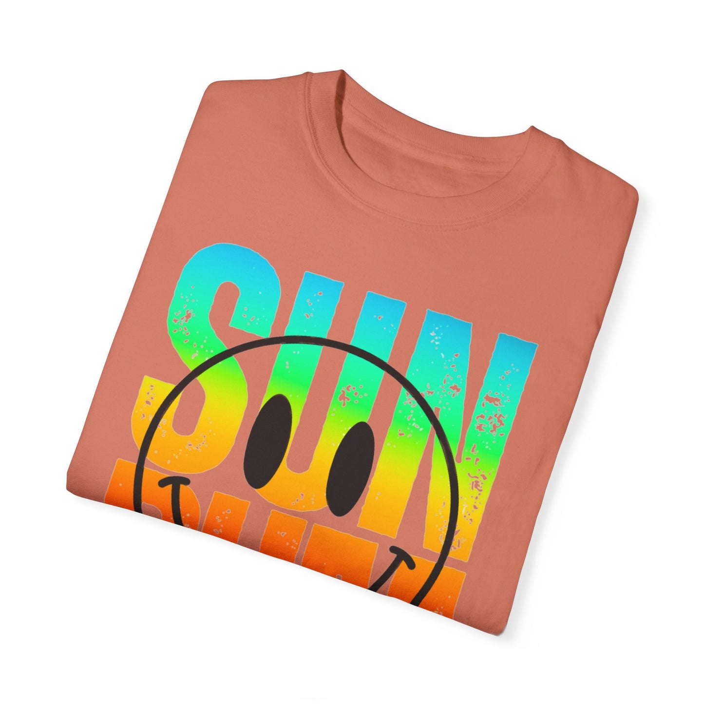 Sun Beach Life Unisex Garment-Dyed T-shirt, Summer, Spring Break, Bum Smiley Face Vacation Shirt