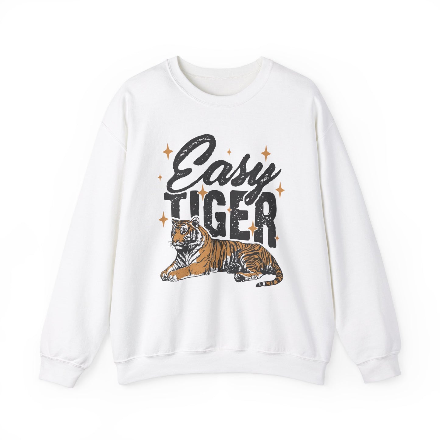 Funny Tiger Graphic Sweatshirt, Retro Trendy Quote Jumper, Vintage Unisex Crewneck Pullover, Easy Tiger Sweatshirt Gift, Unique Tiger