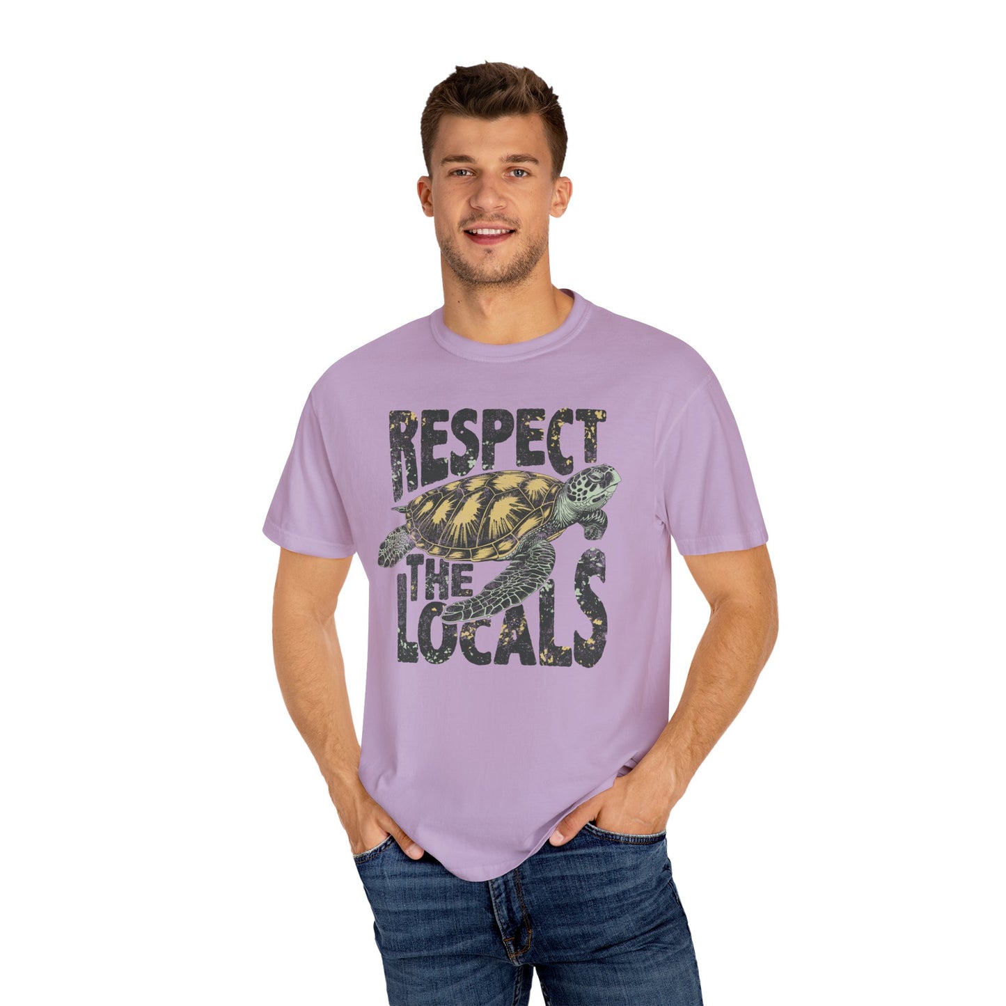 Respect The Locals TShirt, Island Life, Summer Tee, Sea Turtle Lover, Ocean, Wildlife - Unisex Garment-Dyed T-shirt, Island Tee, Beach