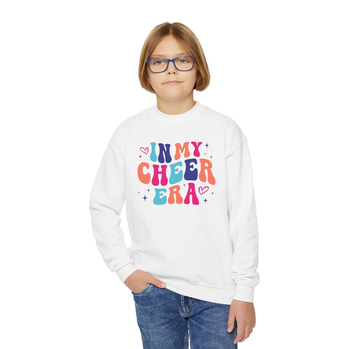 In My Cheer Era, Multi Colored, Youth Crewneck Sweatshirt