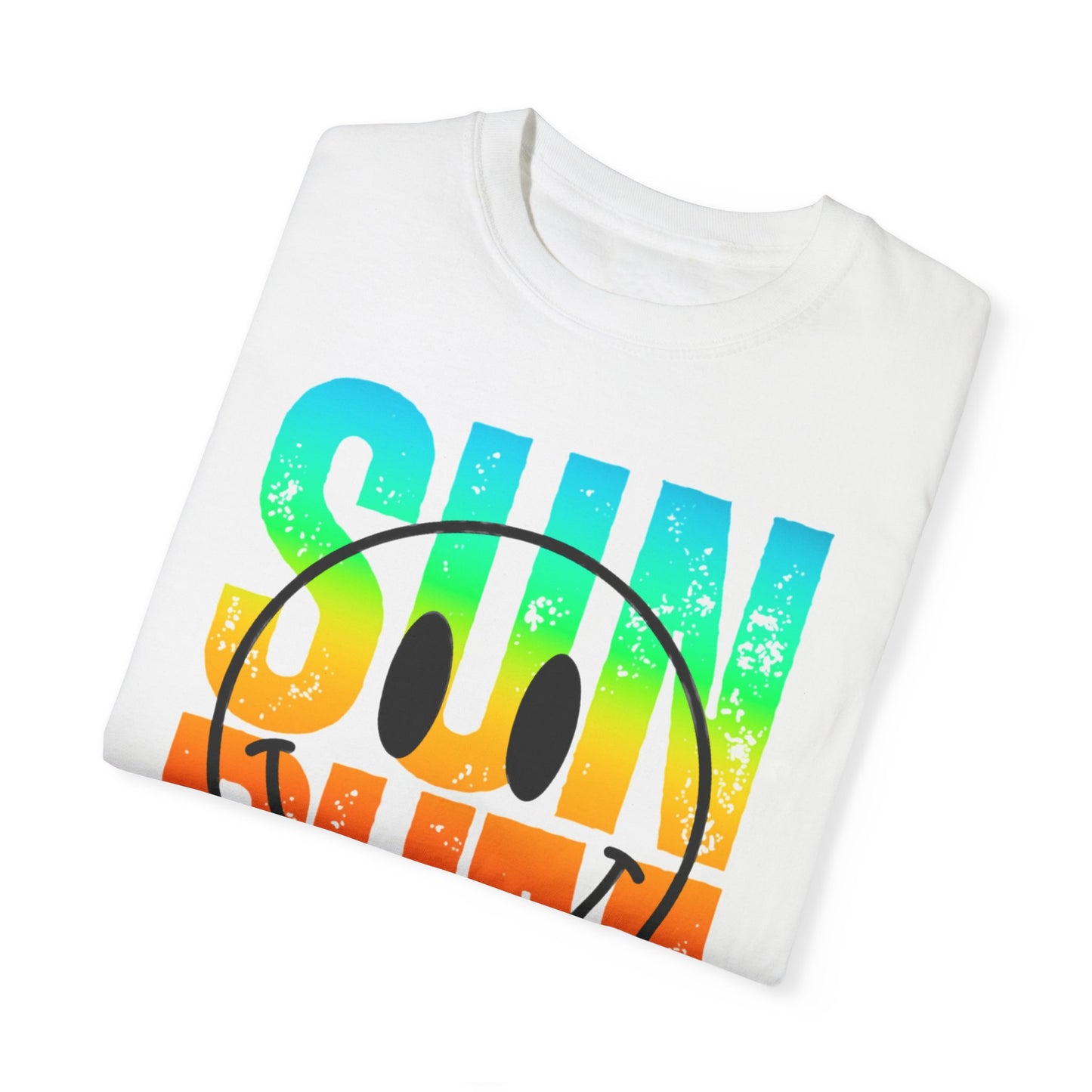 Sun Beach Life Unisex Garment-Dyed T-shirt, Summer, Spring Break, Bum Smiley Face Vacation Shirt