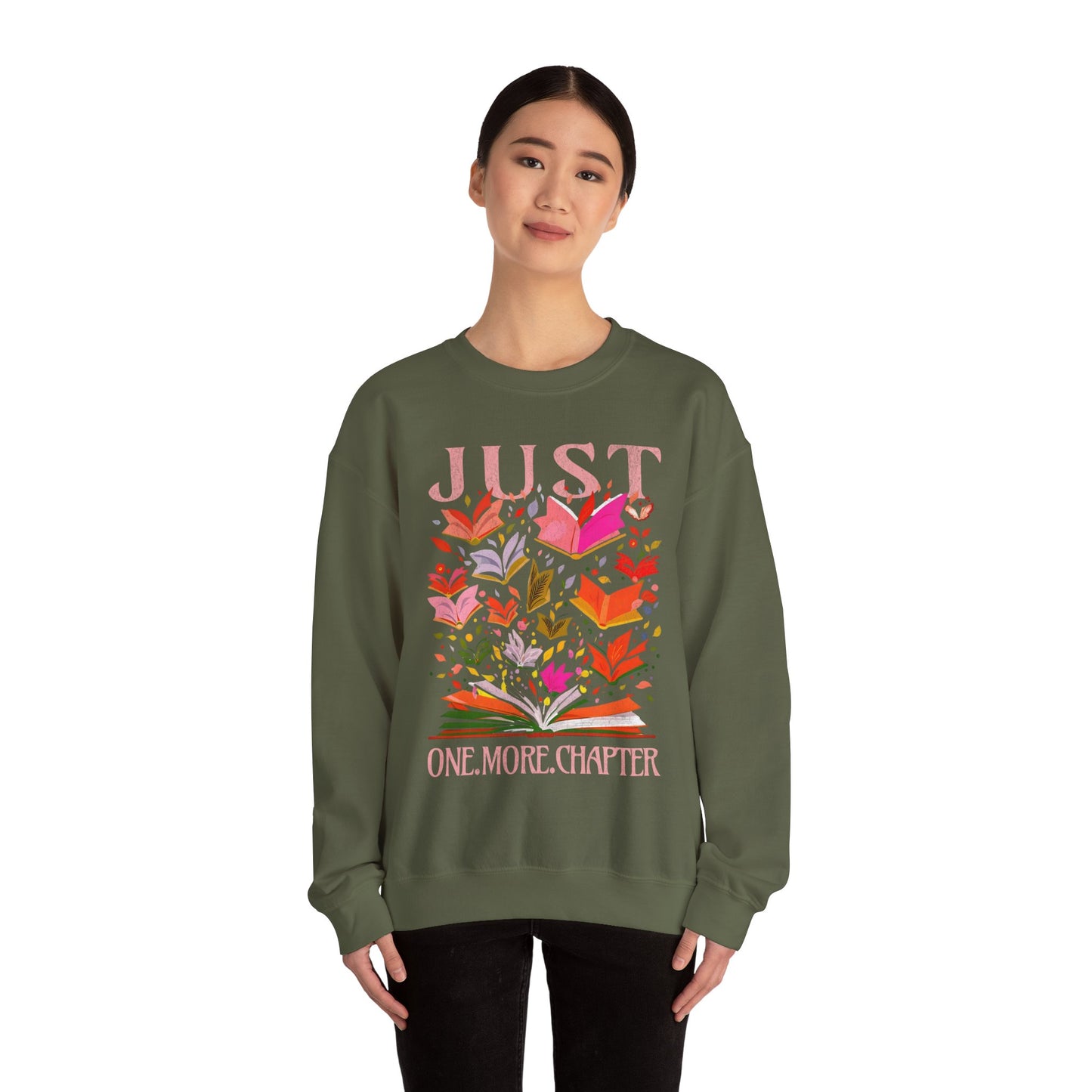 Just One More Chapter Sweatshirt - Book Lover Gift with Florals, Spring Reading, Book Club, Unisex Pullover Jumper, Literature Apparel