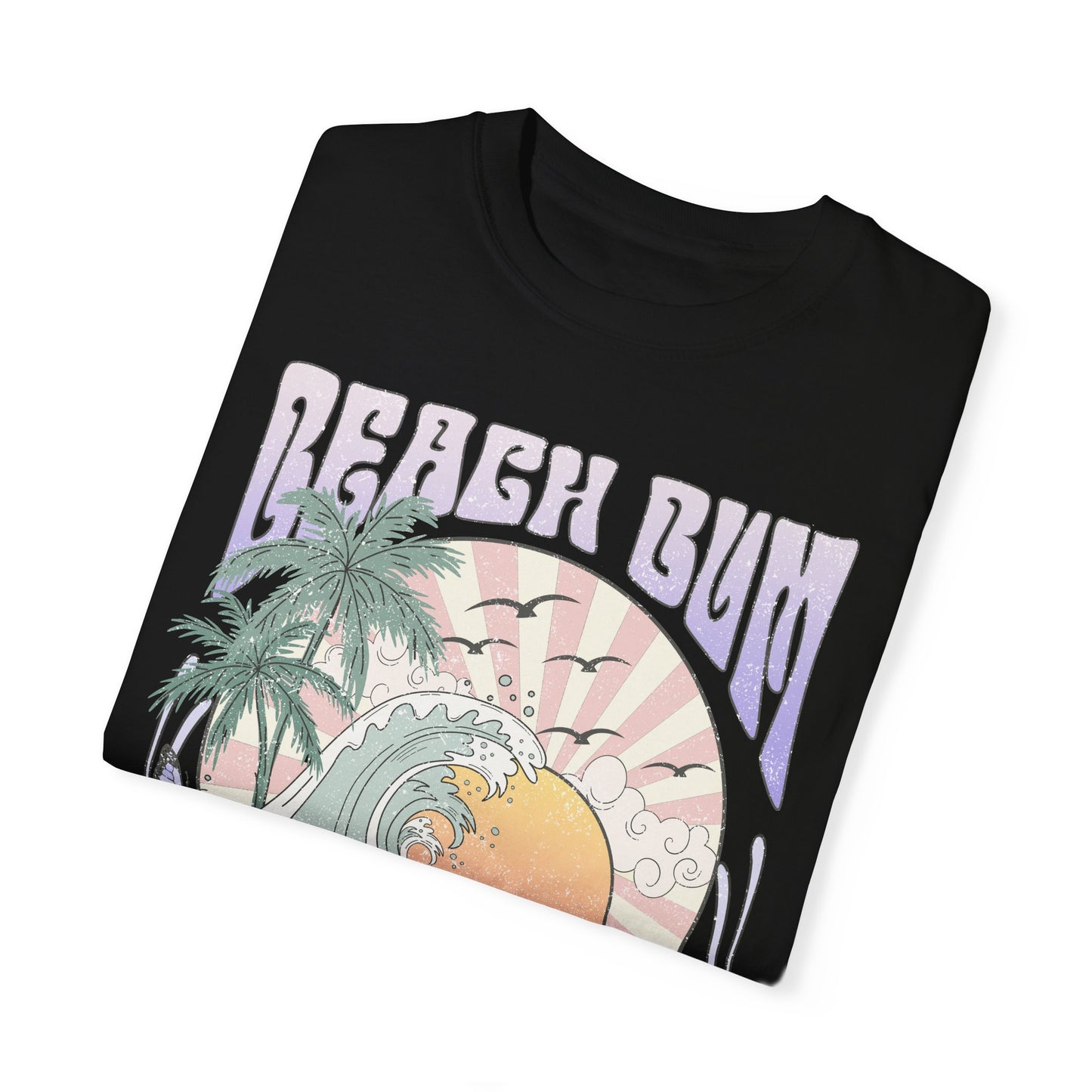 Beach Bum T-shirt, Unisex Graphic Tee, Waves Sunset Retro Vintage Summer Spring Break Shirt, Ocean Lover Gift