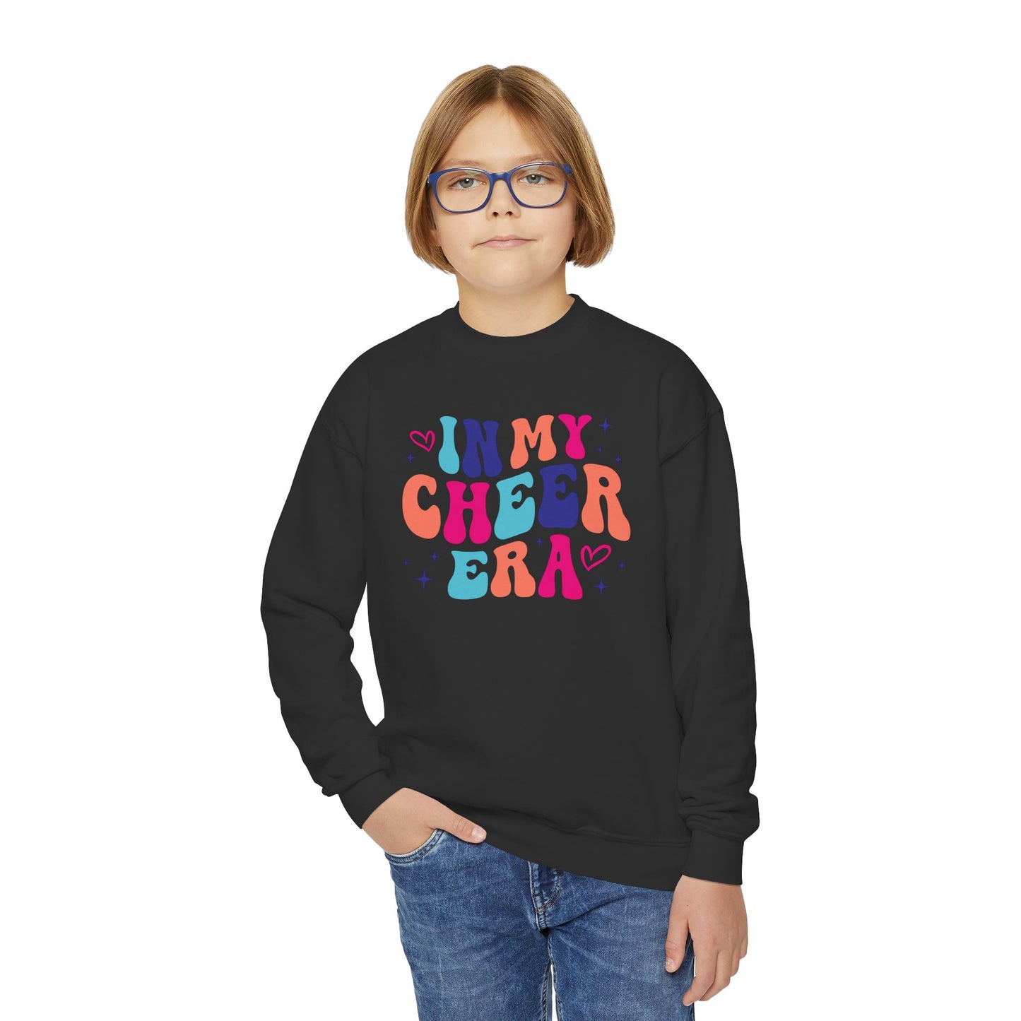 In My Cheer Era, Multi Colored, Youth Crewneck Sweatshirt