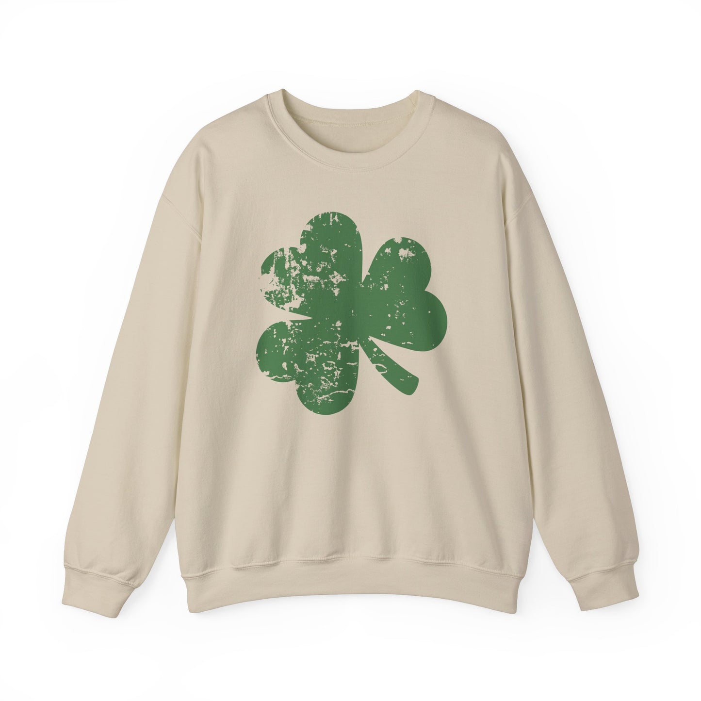 Funny Lucky Shamrock St Patricks Day Crewneck Sweatshirt, St Pattys Day Gift, Distressed Clover Jumper, Unisex Hoodie, Green Sweater