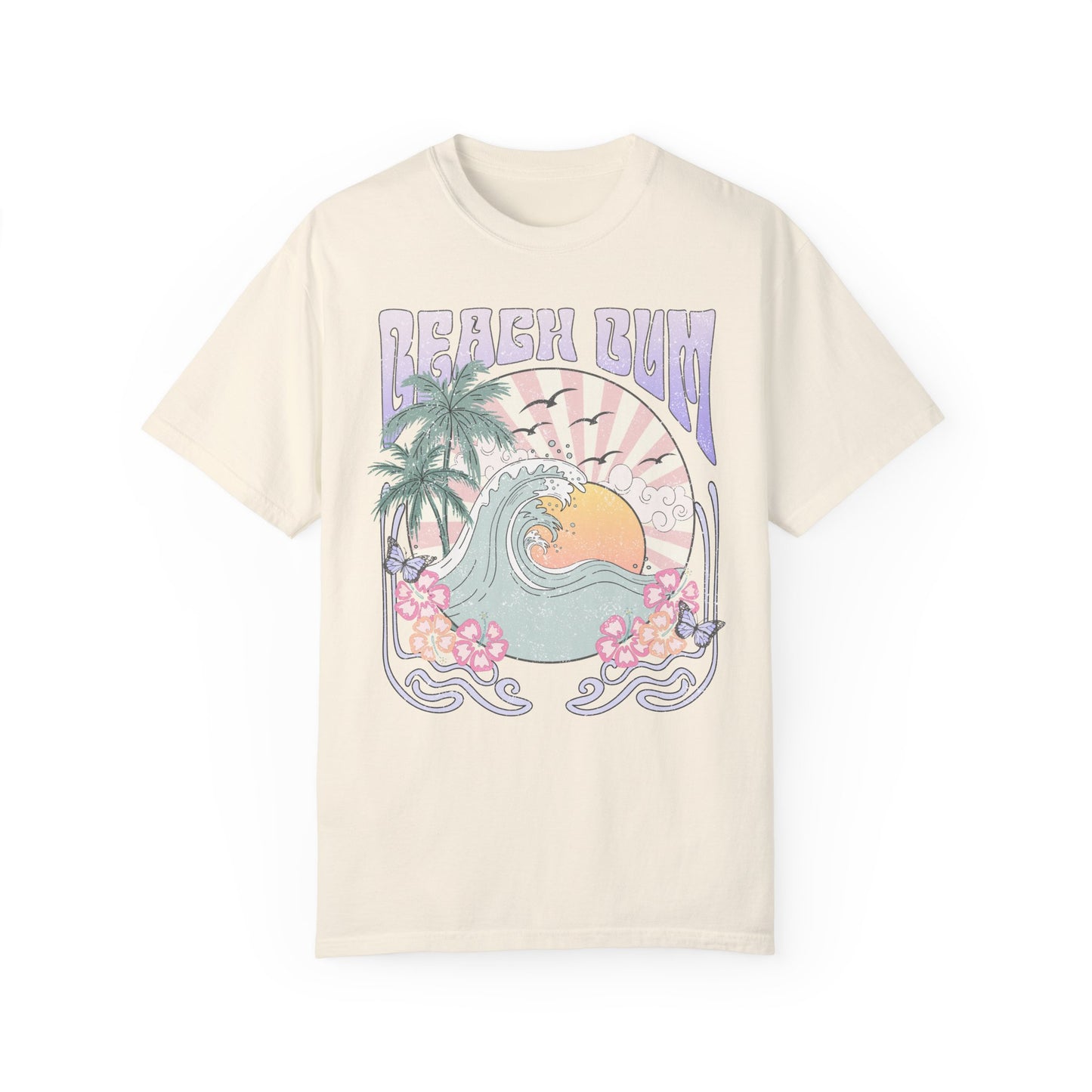 Beach Bum T-shirt, Unisex Graphic Tee, Waves Sunset Retro Vintage Summer Spring Break Shirt, Ocean Lover Gift