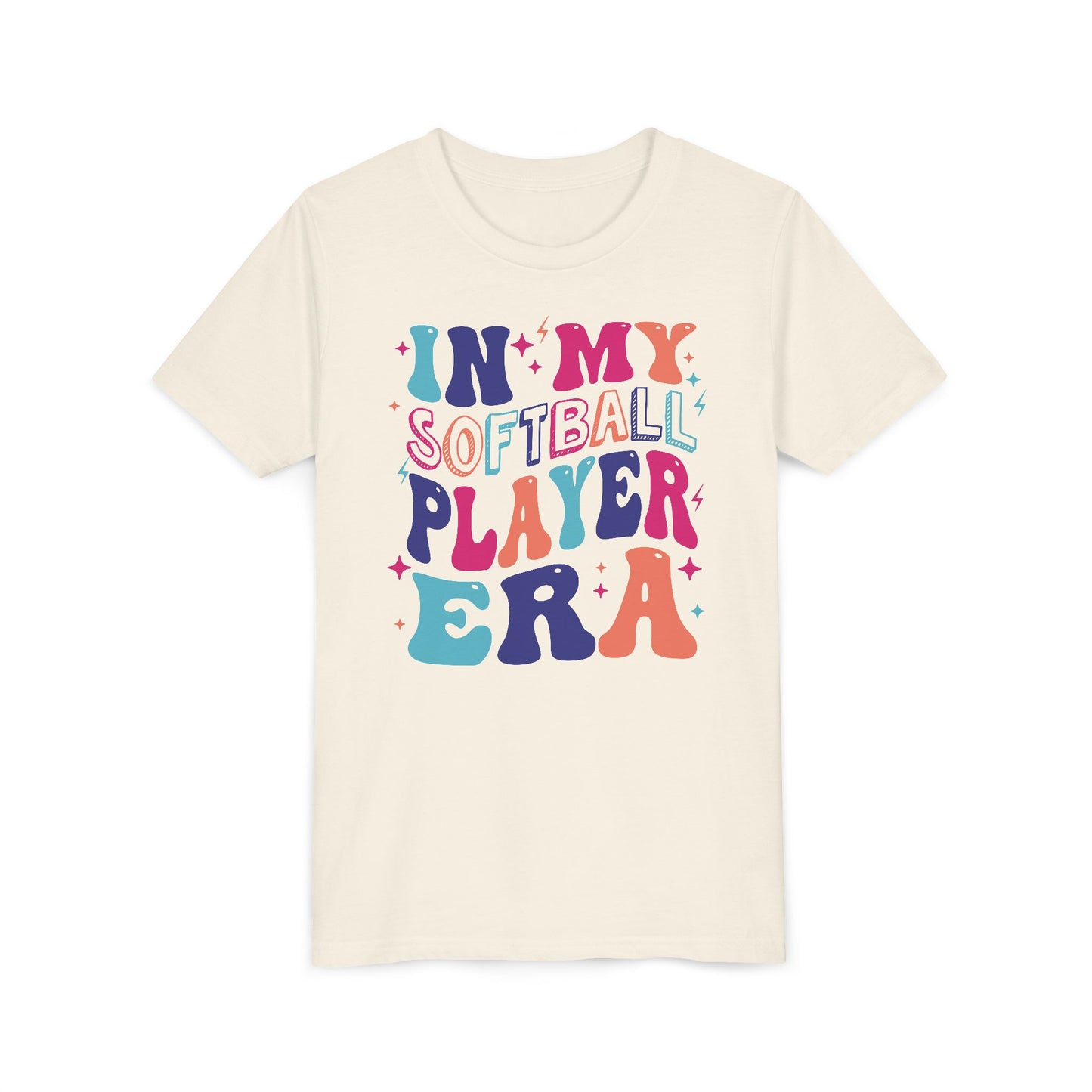 In My Softball Player Era Youth Tee, Soccer Player Gift, Softball T-Shirt, Colorful Youth Shirt, Sports Fan Tee