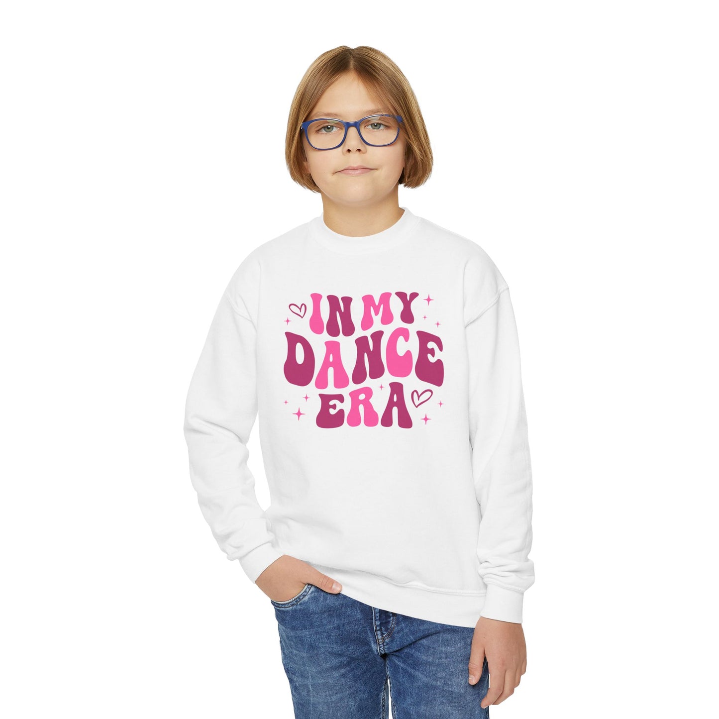 In My Dance Era Pink Youth Crewneck Sweatshirt, Girl Gift, Dancer Christmas Gift, Swifty, Dance Lover Top, Girls Dancewear Shirt, Dance