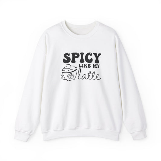 Spicy Like My Latte Sweatshirt, Pumpkin Spice Season Pullover, Women's Fall Sweater, Cozy Fall Tops, PSL, Coffee Lover Crewneck, Cute Tee