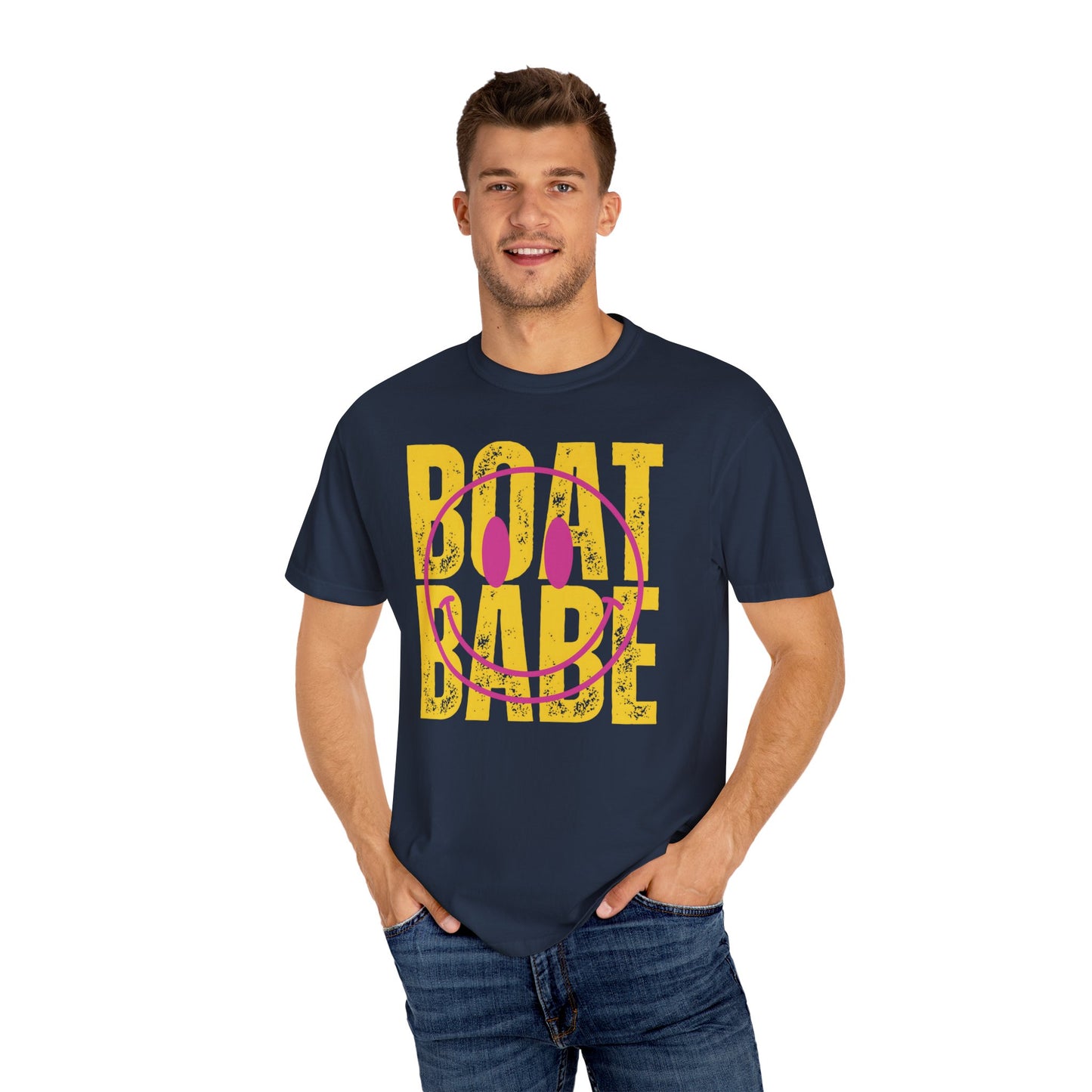 Copy of Boat Babe Summer Vacation T-shirt, Smiley Face Tee for Spring Break, Unisex Garment-Dyed Shirt, Girls Trip Tee