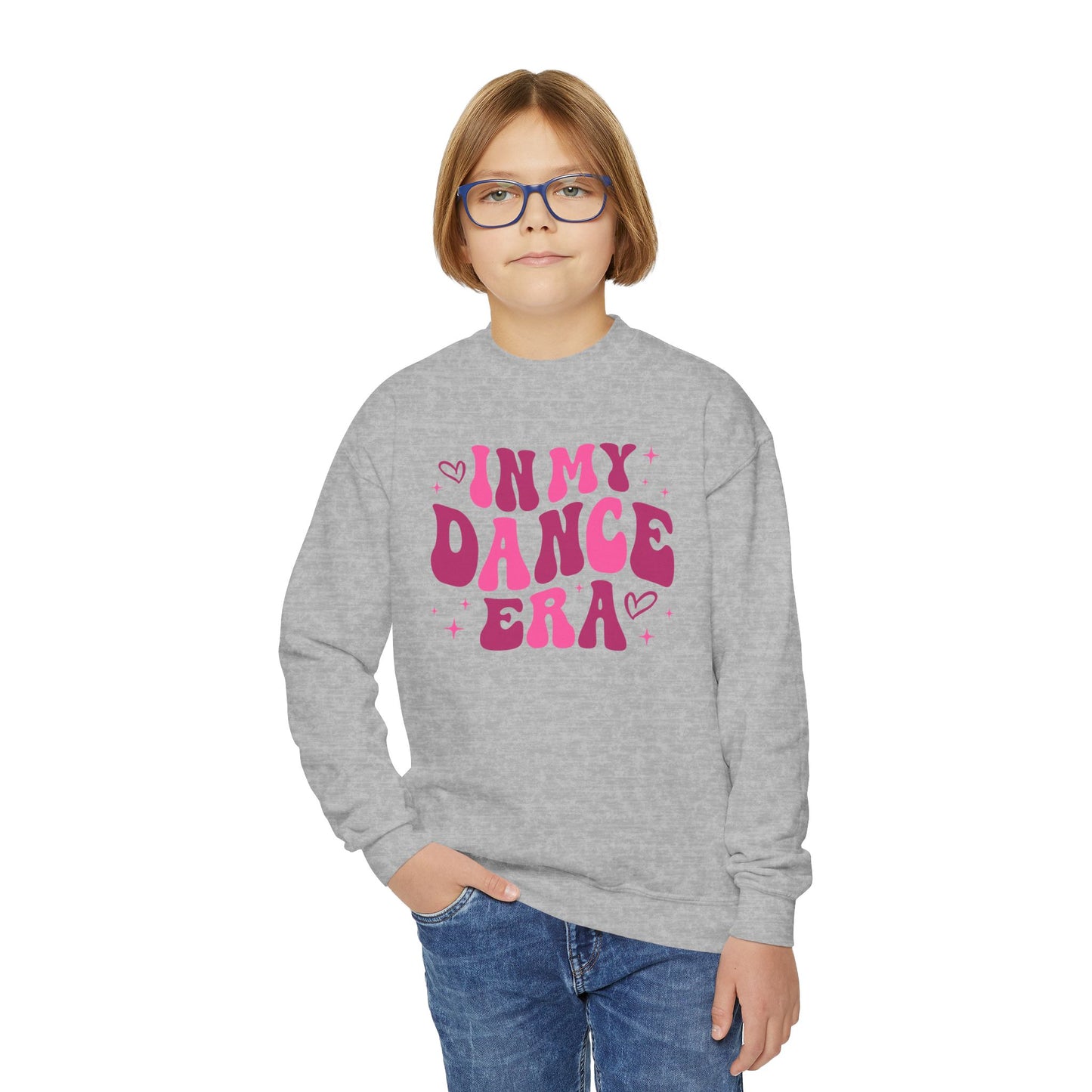 In My Dance Era Pink Youth Crewneck Sweatshirt, Girl Gift, Dancer Christmas Gift, Swifty, Dance Lover Top, Girls Dancewear Shirt, Dance