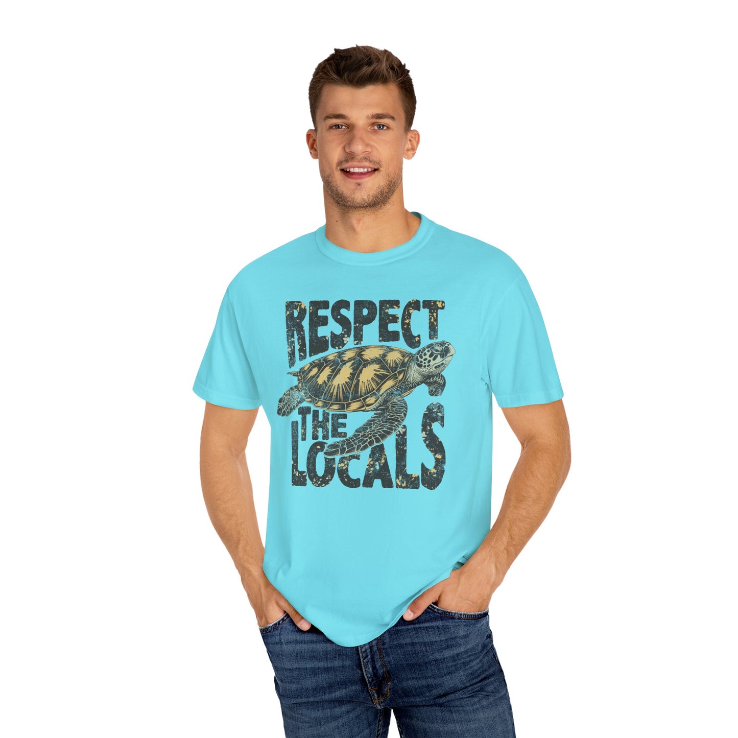 Respect The Locals TShirt, Island Life, Summer Tee, Sea Turtle Lover, Ocean, Wildlife - Unisex Garment-Dyed T-shirt, Island Tee, Beach