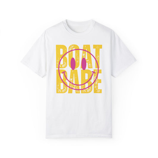 Copy of Boat Babe Summer Vacation T-shirt, Smiley Face Tee for Spring Break, Unisex Garment-Dyed Shirt, Girls Trip Tee