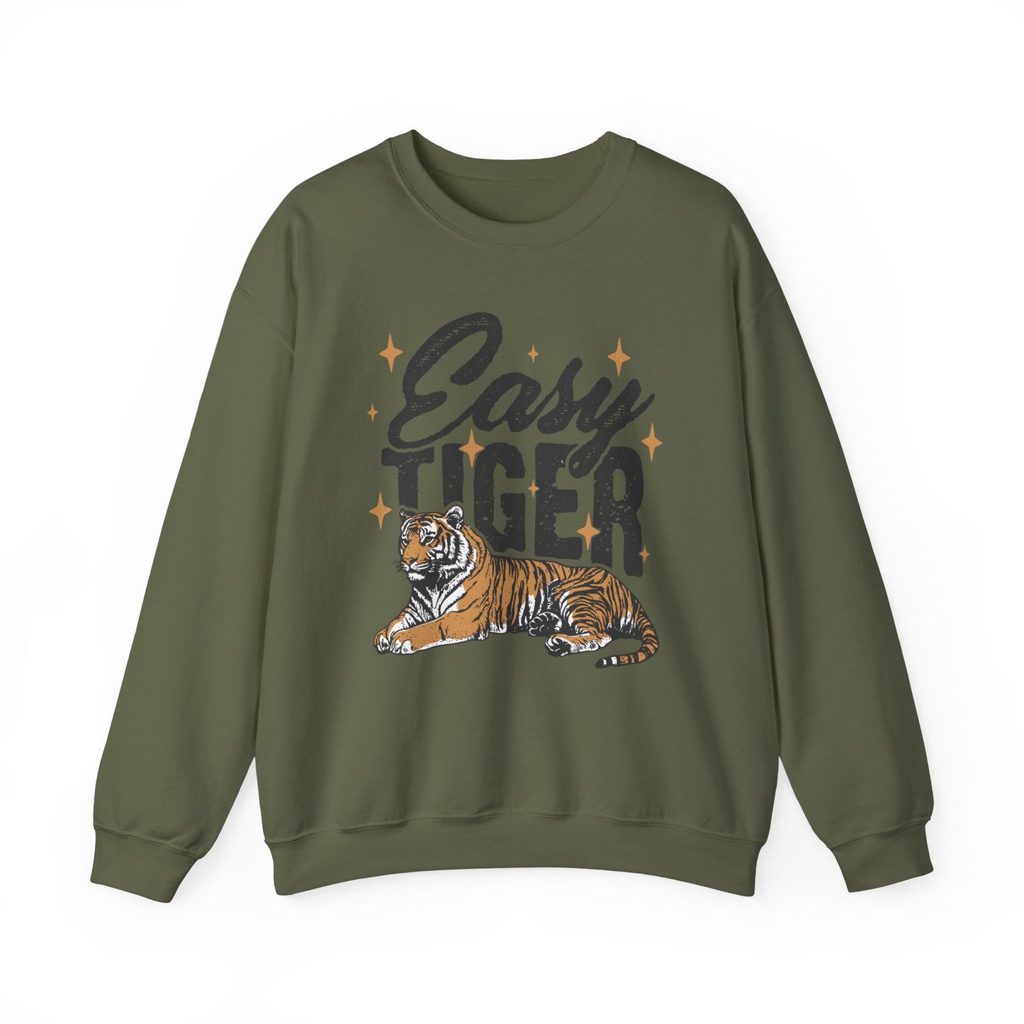 Funny Tiger Graphic Sweatshirt, Retro Trendy Quote Jumper, Vintage Unisex Crewneck Pullover, Easy Tiger Sweatshirt Gift, Unique Tiger