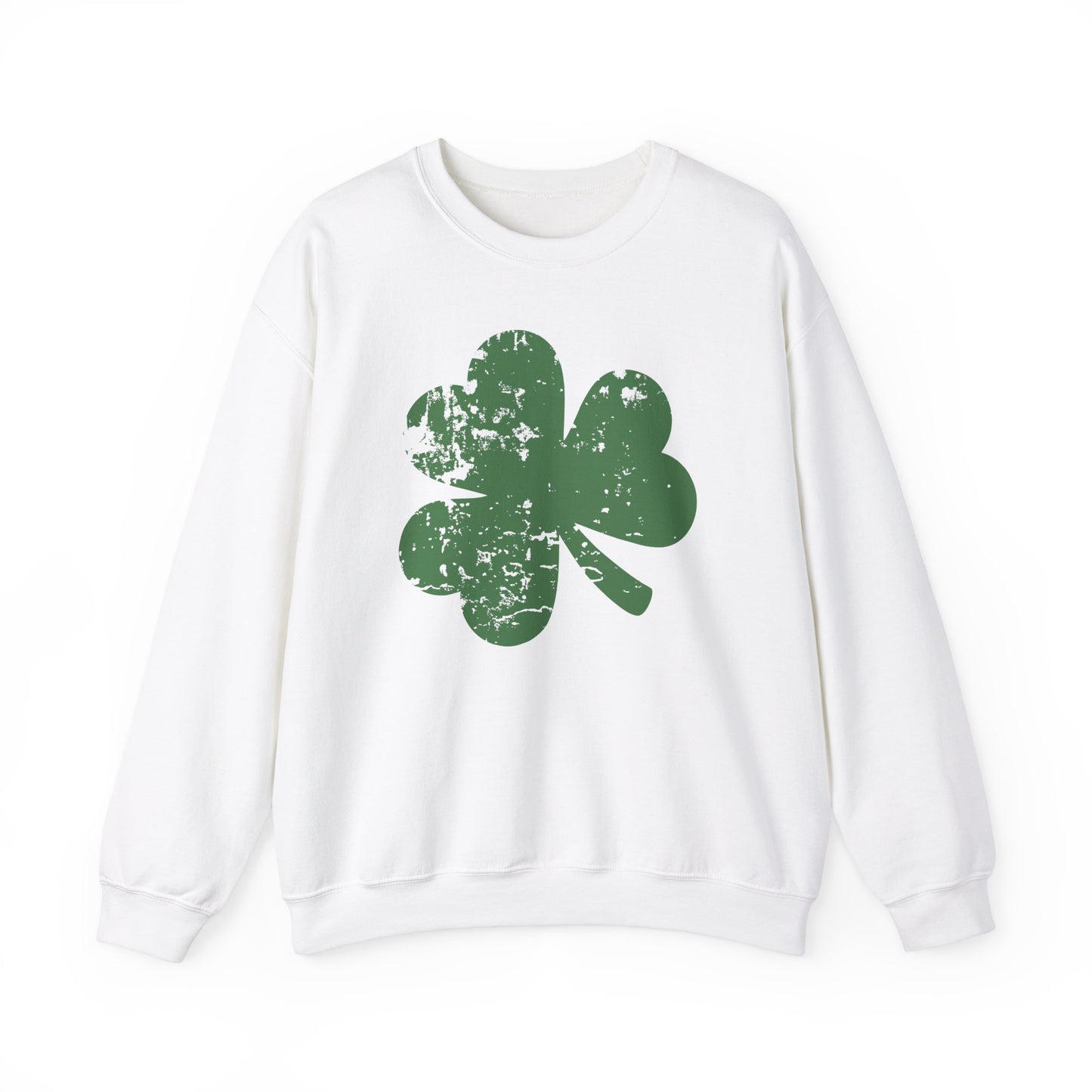 Funny Lucky Shamrock St Patricks Day Crewneck Sweatshirt, St Pattys Day Gift, Distressed Clover Jumper, Unisex Hoodie, Green Sweater