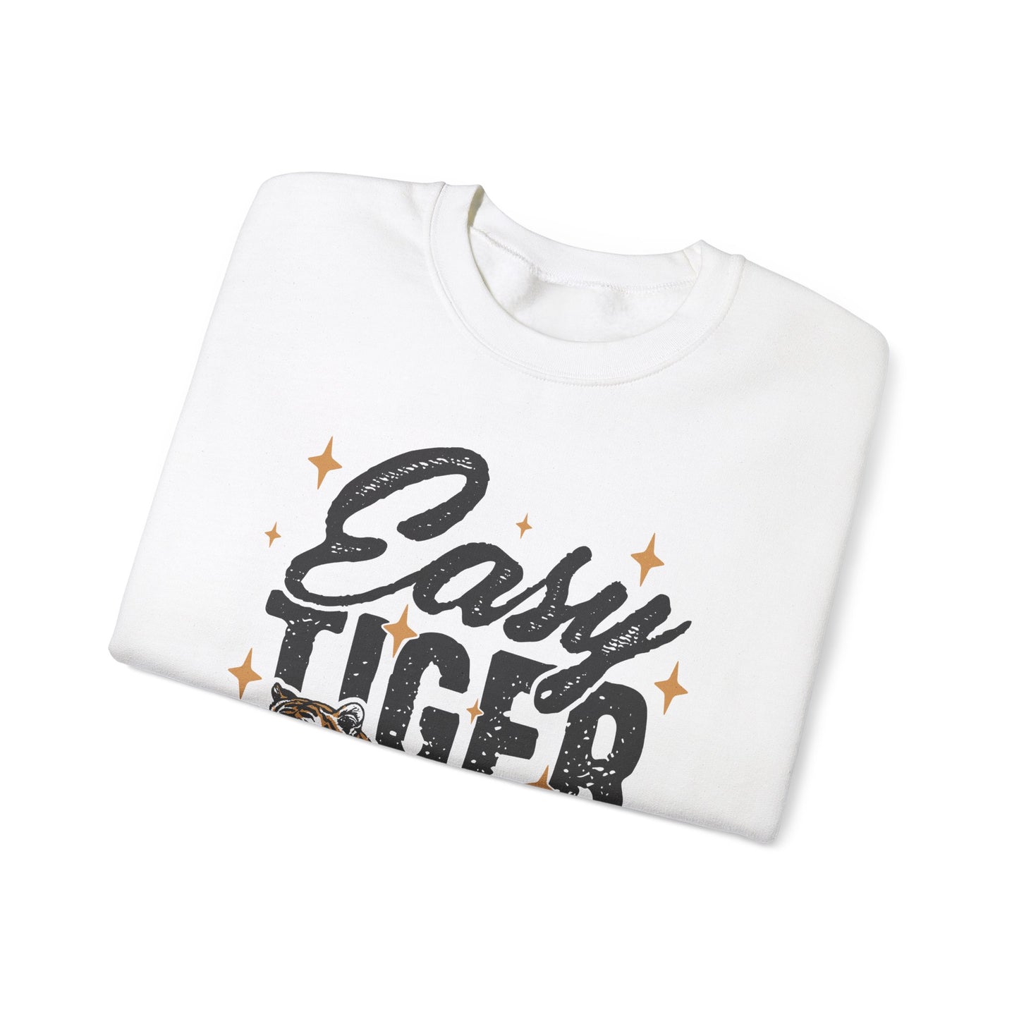 Funny Tiger Graphic Sweatshirt, Retro Trendy Quote Jumper, Vintage Unisex Crewneck Pullover, Easy Tiger Sweatshirt Gift, Unique Tiger