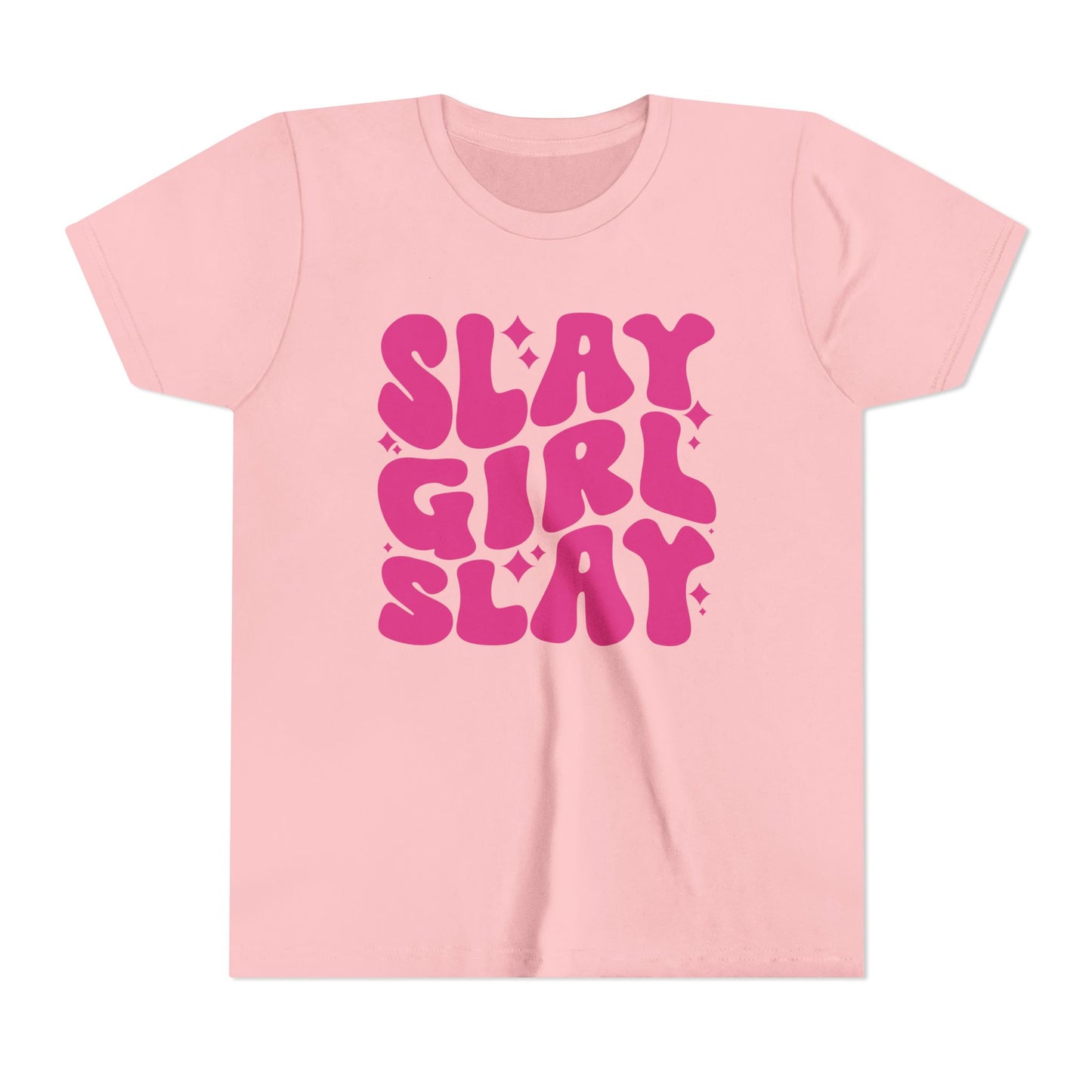 Slay Girl Slay Youth Tee - Pink, Empowerment Shirt, Kids Graphic T-Shirt, Girl Power Top, Inspirational Clothing