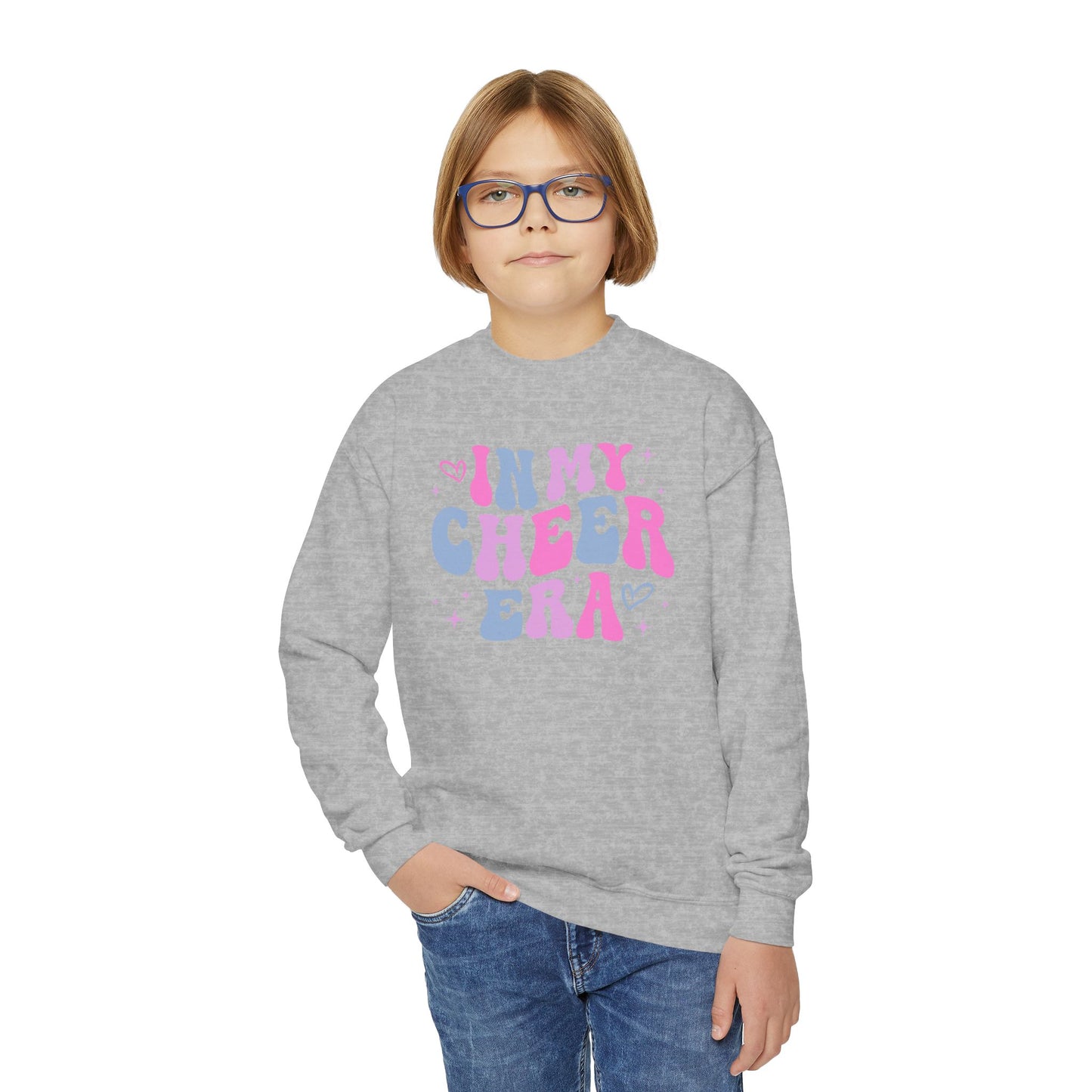 In My Cheer Era, Pastels, Youth Crewneck Sweatshirt