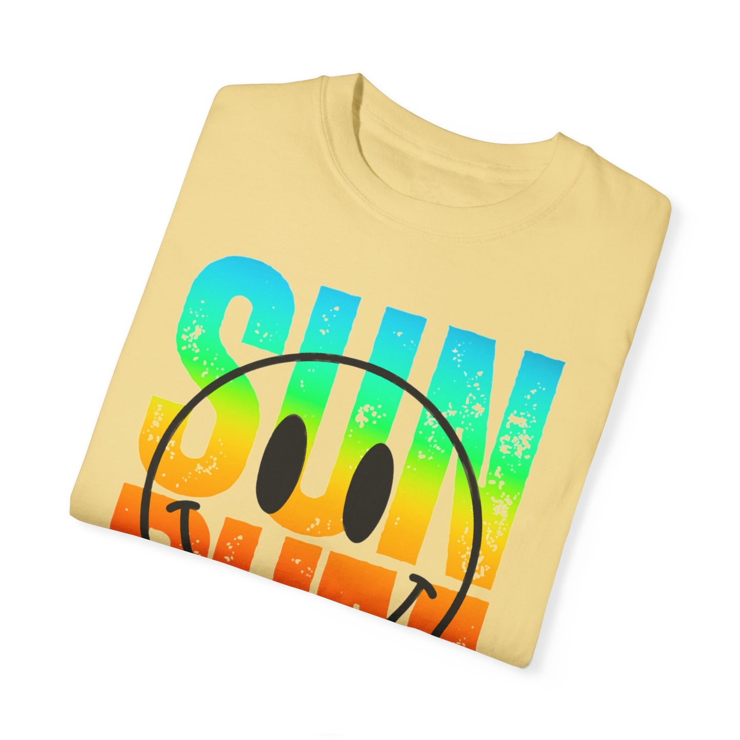 Sun Beach Life Unisex Garment-Dyed T-shirt, Summer, Spring Break, Bum Smiley Face Vacation Shirt