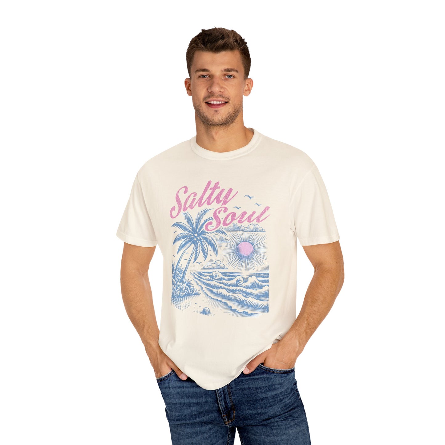 Salty Soul T-Shirt - Beach Summer Vacation Retro Trendy Unisex Tee, Spring Break Graphic Shirt, Coastal Vibes Clothing, Ocean Lover Gift