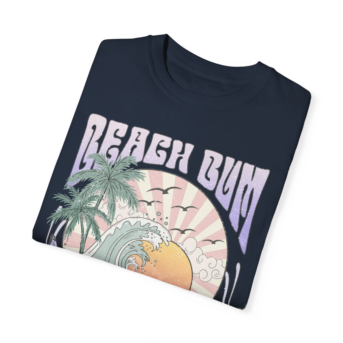 Beach Bum T-shirt, Unisex Graphic Tee, Waves Sunset Retro Vintage Summer Spring Break Shirt, Ocean Lover Gift