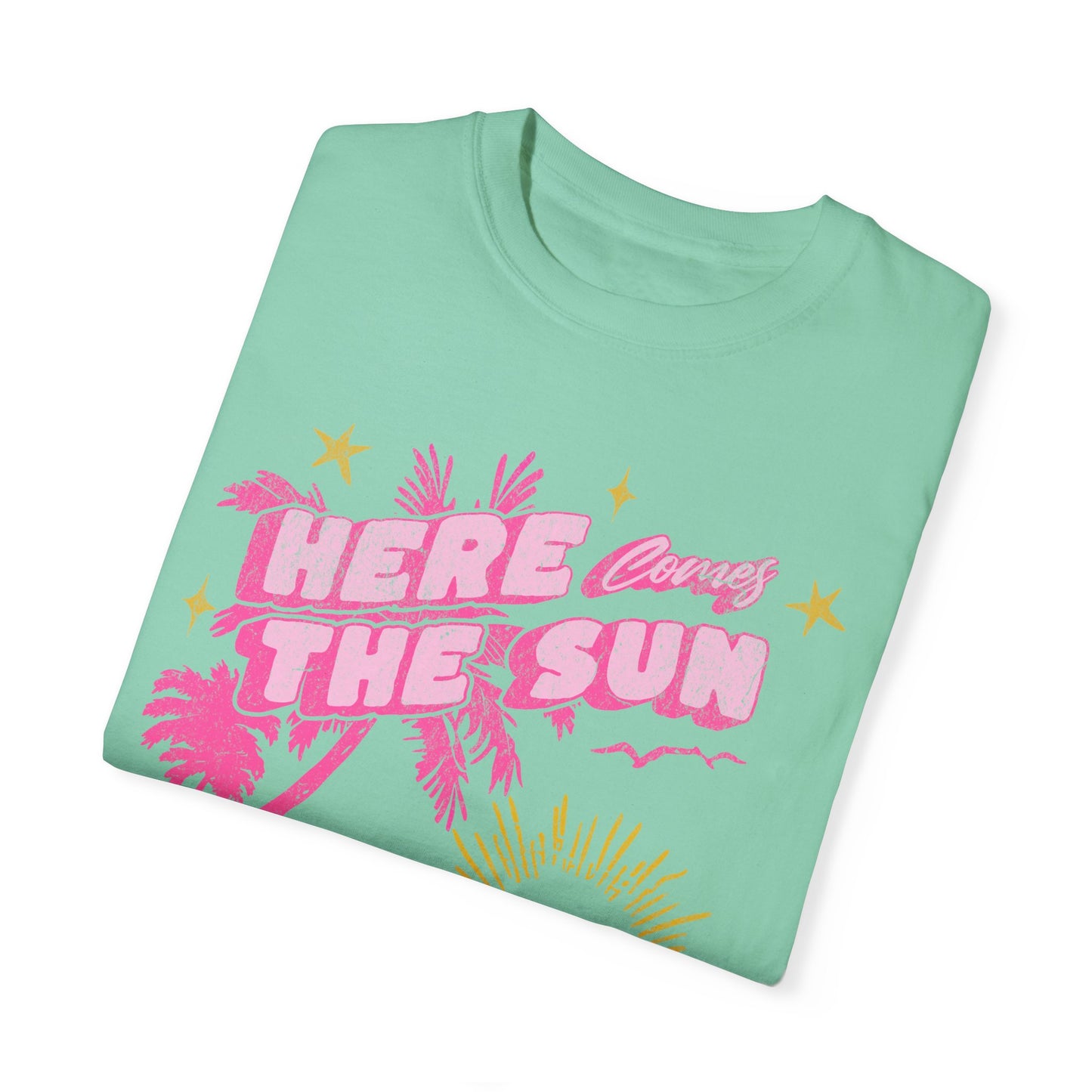 Sunset Beach Life Unisex T-shirt - Here Comes The Sun Nature Tee, Ocean Vacation, Spring Break Shirt, Summer Sunset Apparel, Garment-Dyed