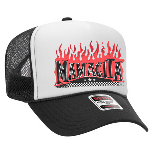 Mamacita Flame Trucker Hat 🔥 Red Hot Retro Mama Snapback