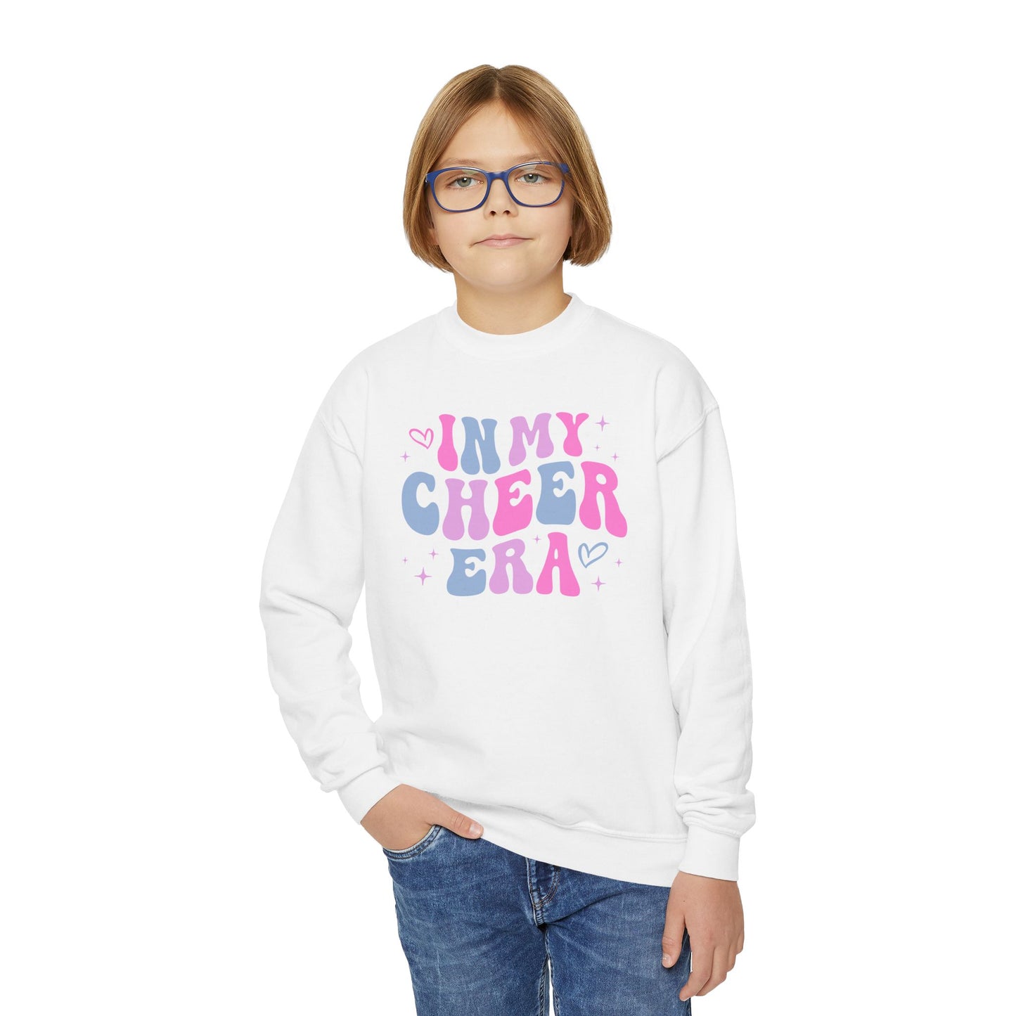 In My Cheer Era, Pastels, Youth Crewneck Sweatshirt